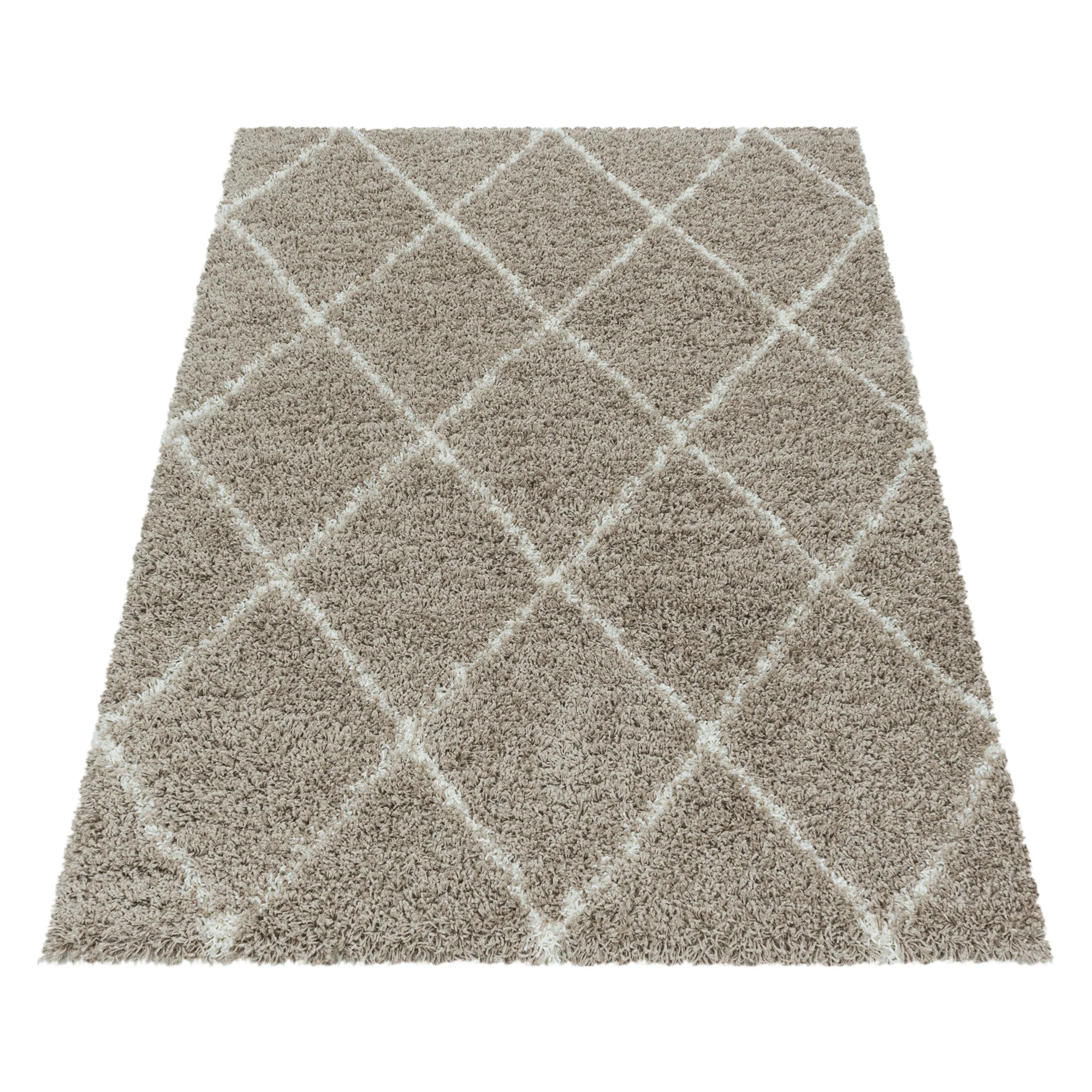 Hochflorteppiche, Geometrisch Design, Farbe Beige, Teppich für Wohnzimmer, Rücken aus Jute - Image 3