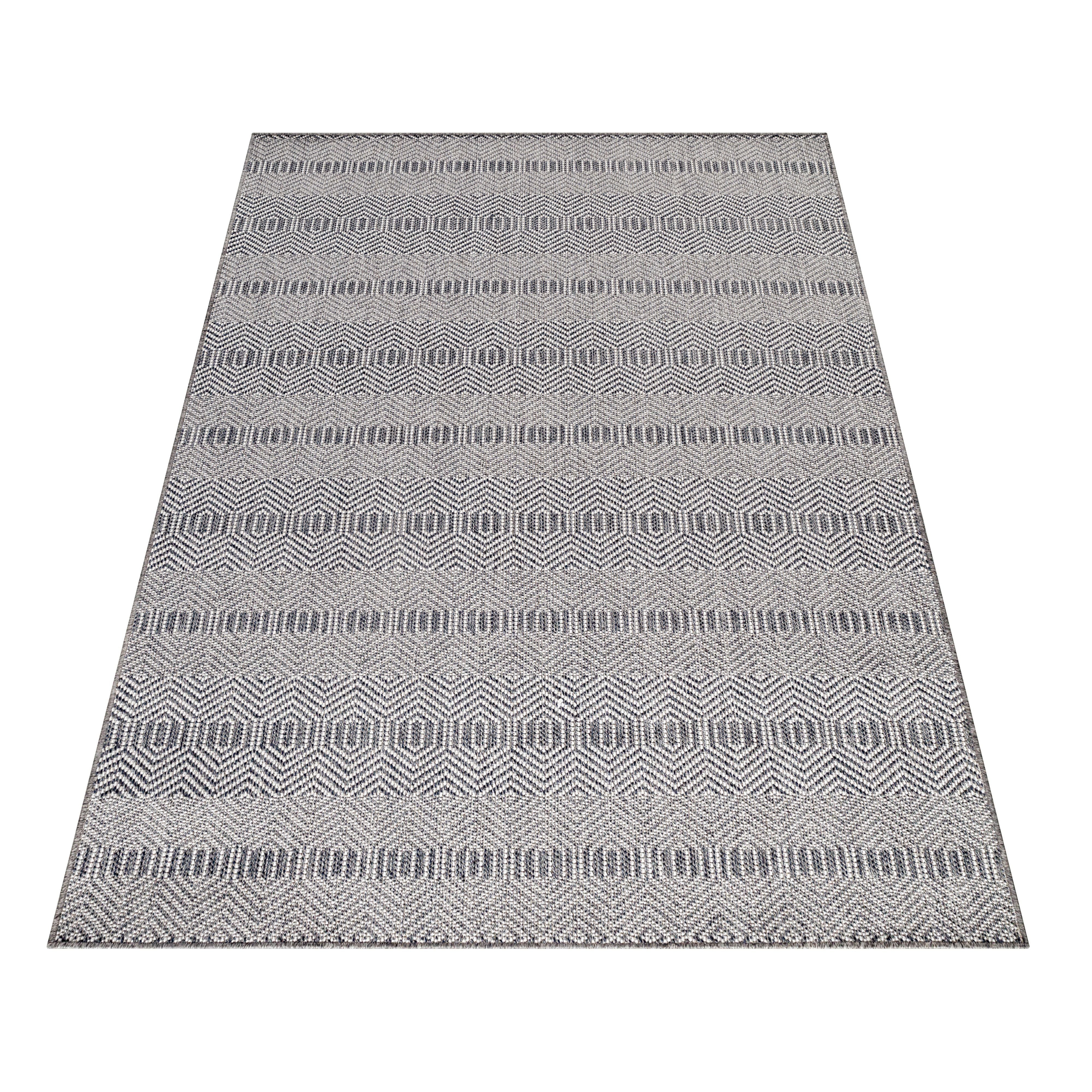 Outdoorteppiche, Boho-Design, Farbe Grau, Teppich für Terasse-Balkon-Küche, Rücken aus Polypropylen - Image 3