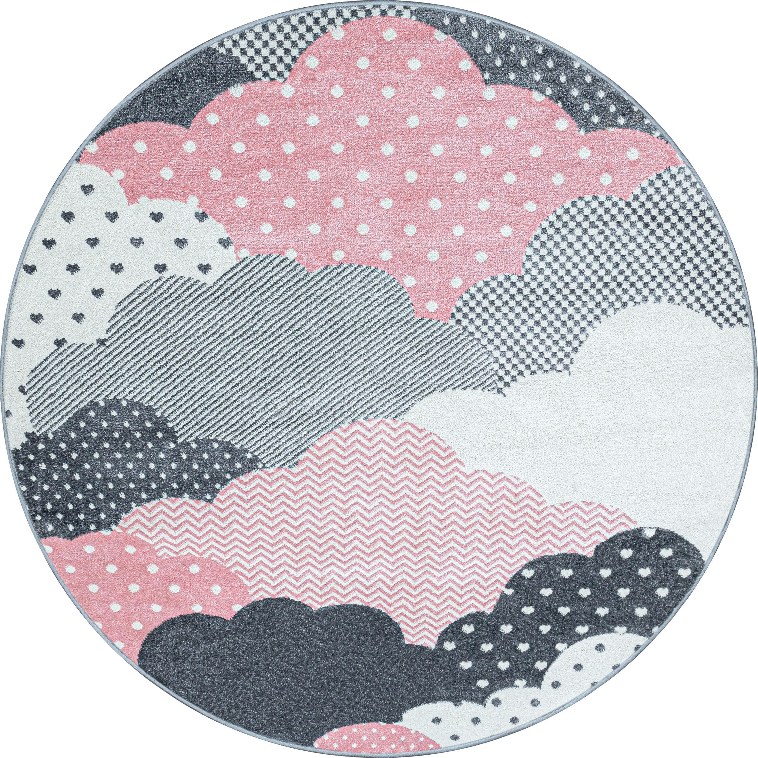 Kinderteppiche, Wolken Design, Farbe Pink, Teppich für Kinderzimmer, Rücken aus Jute - Image 7