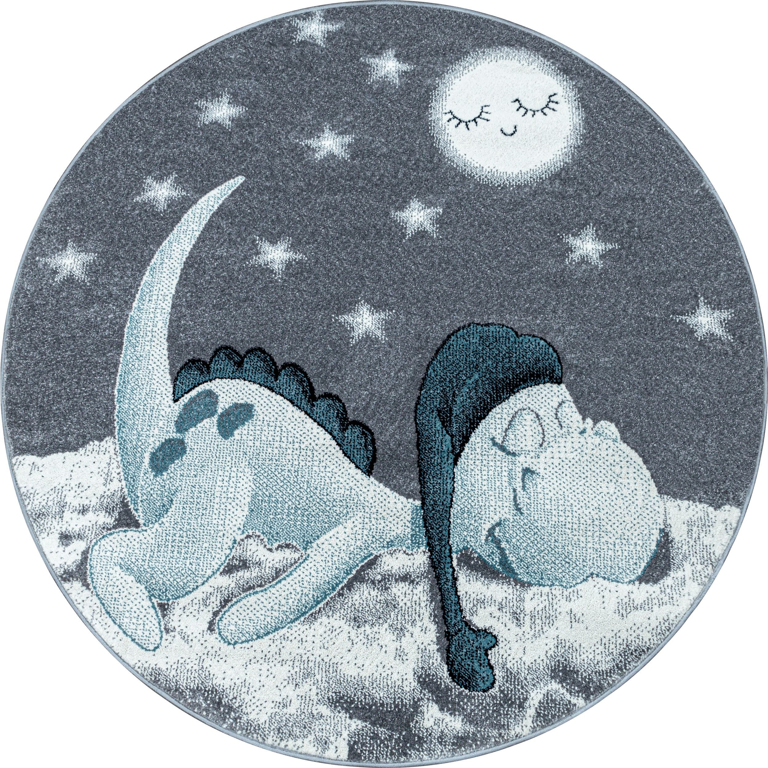 Kinderteppiche, Dinosaurier Design, Farbe Blau, Teppich für Kinderzimmer, Rücken aus Jute - Image 7
