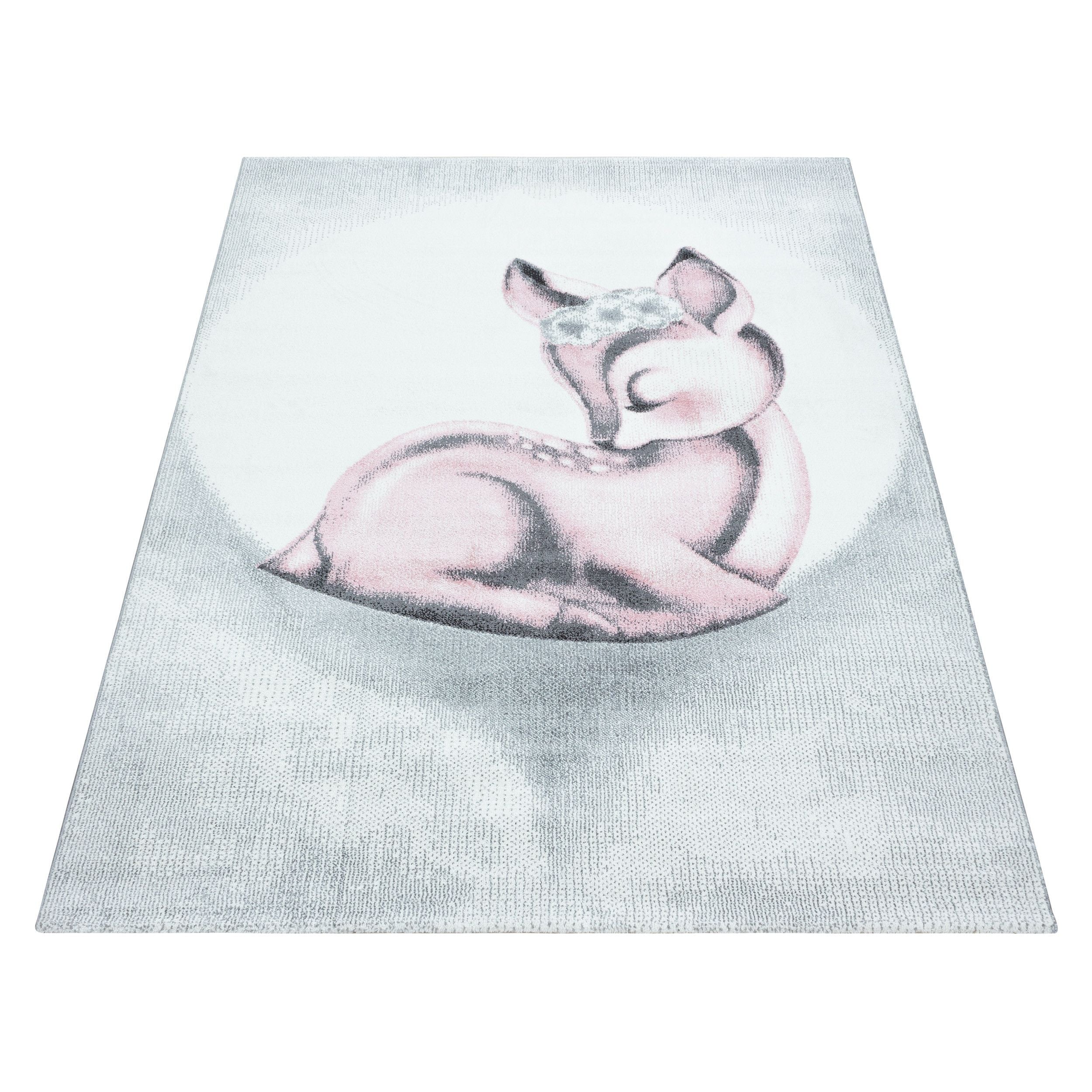 Kinderteppiche, Rehkitz Design, Farbe Pink, Teppich für Kinderzimmer, Rücken aus Jute - Image 3