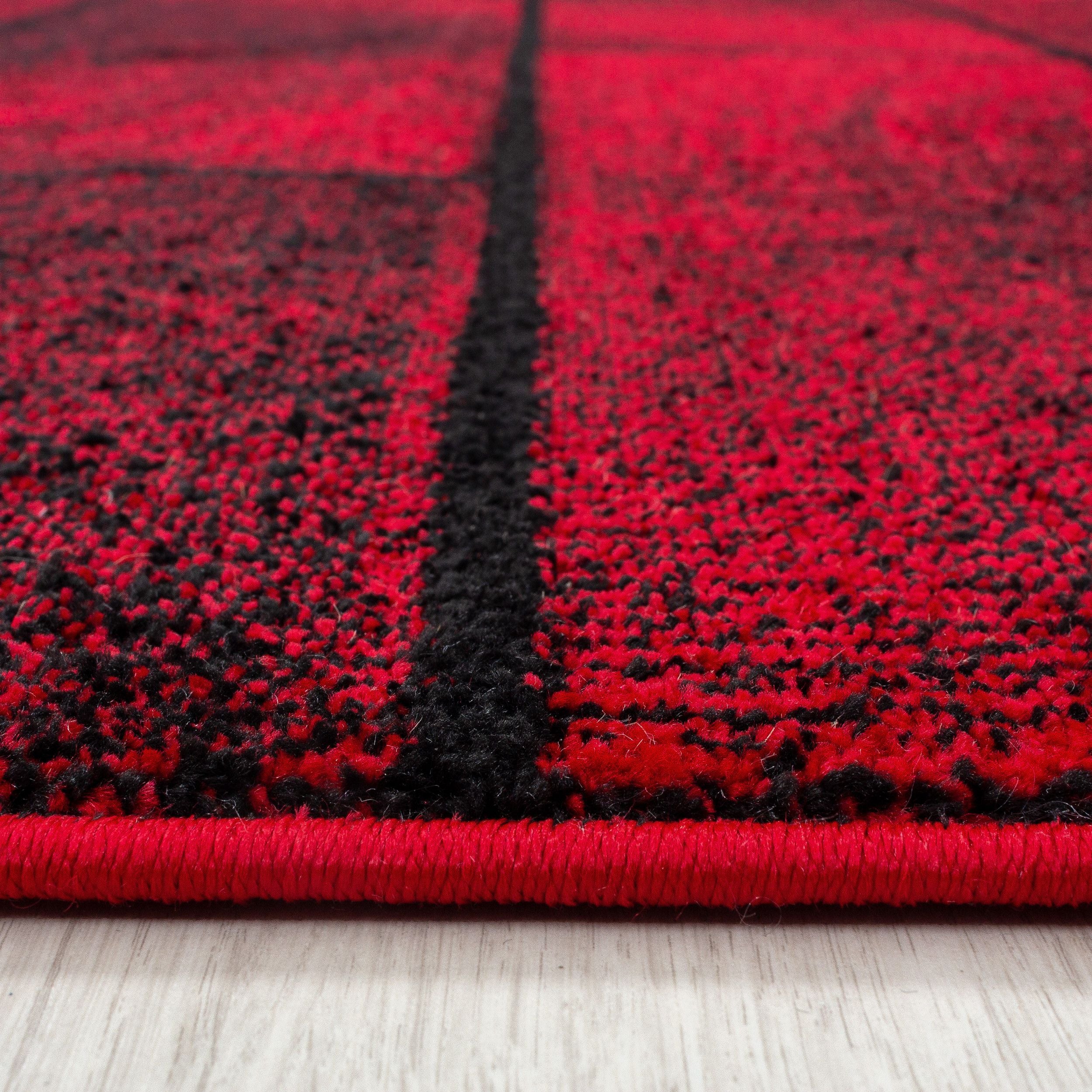 Kurzflorteppiche, Geometrisch Design, Farbe Rot, Teppich für Wohnzimmer, Rücken aus Jute - Image 4