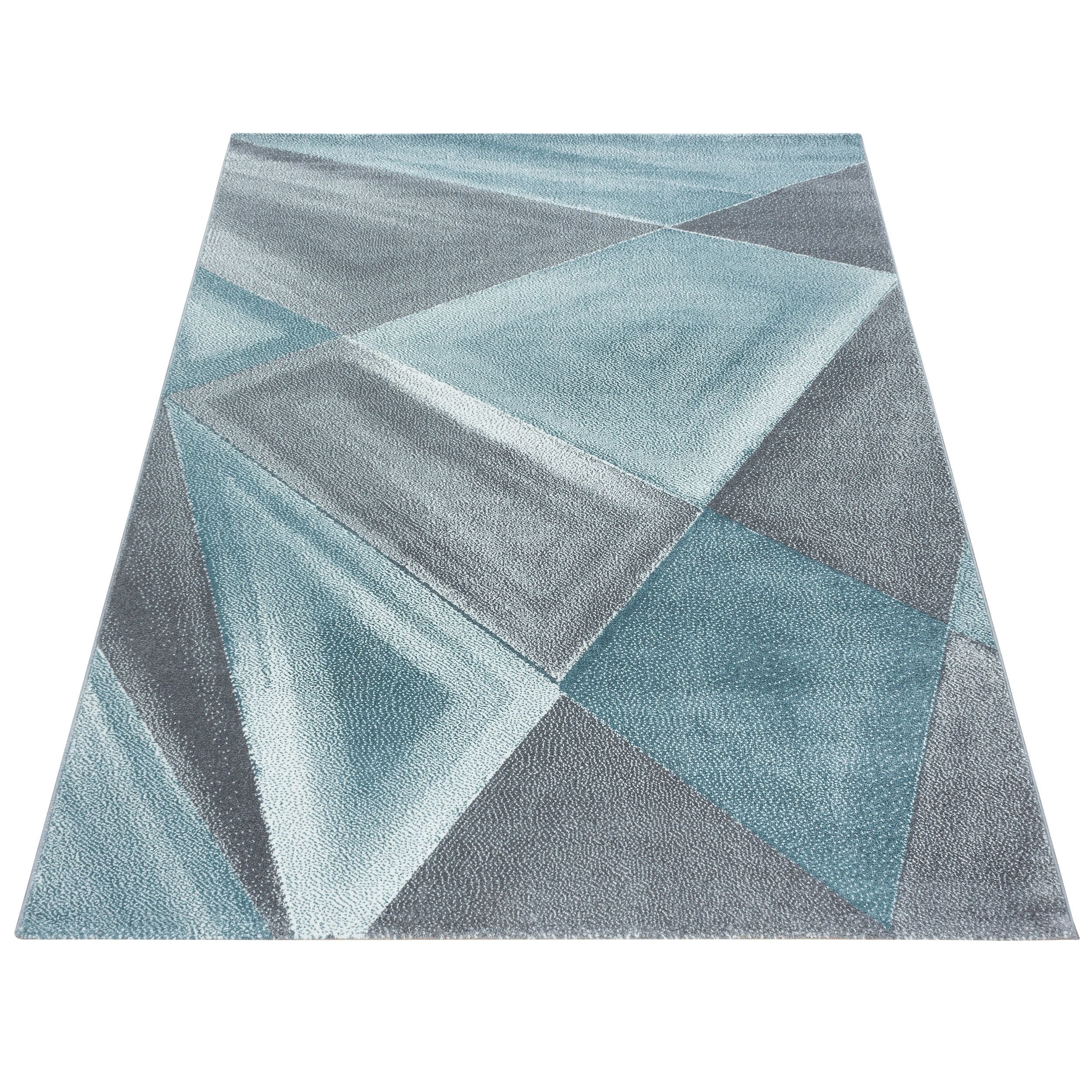 Kurzflorteppiche, Geometrisch Design, Farbe Blau, Teppich für Wohnzimmer, Rücken aus Jute - Image 3
