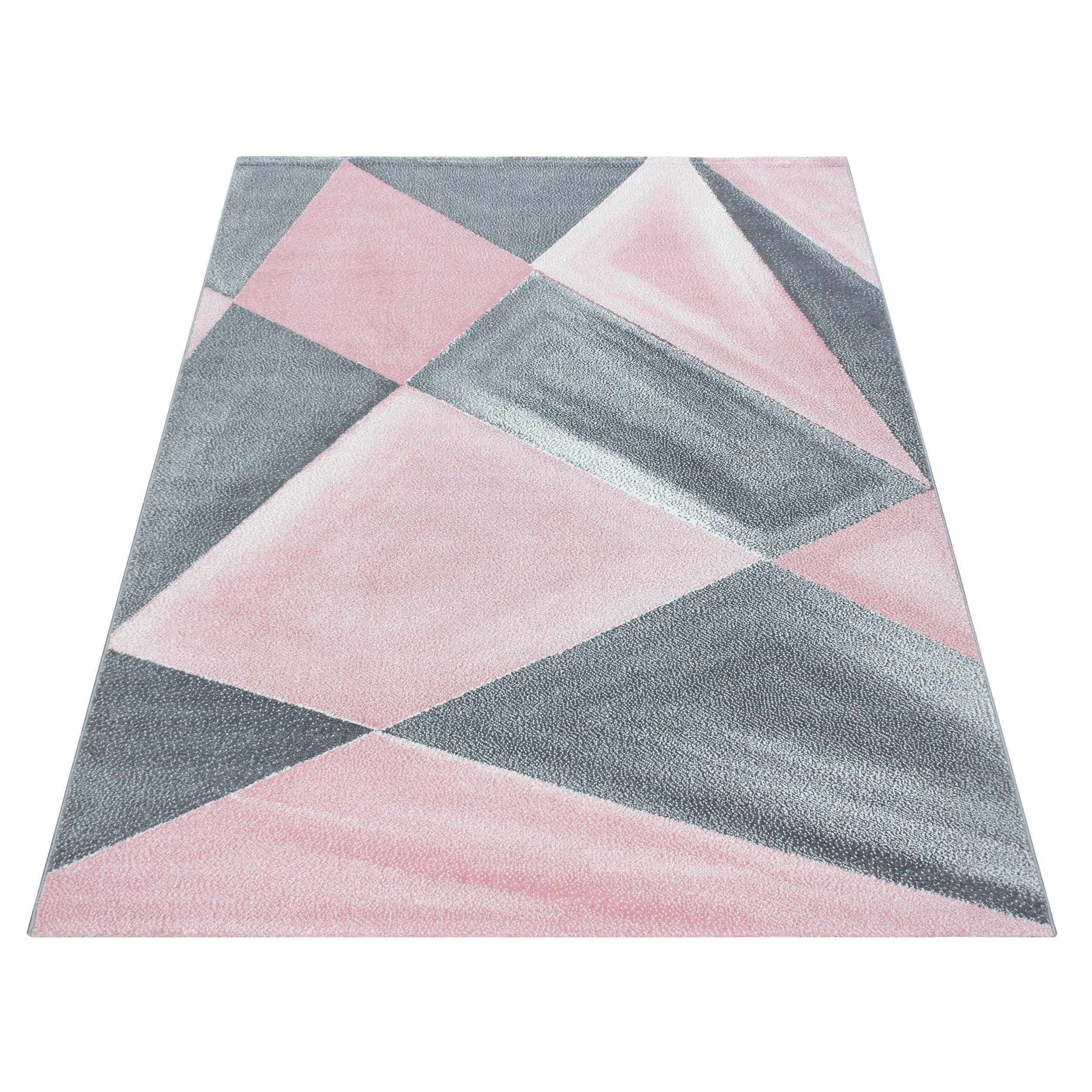Beta Kurzflorteppich in Pink mit asymmetrischer Geometrie - Image 3