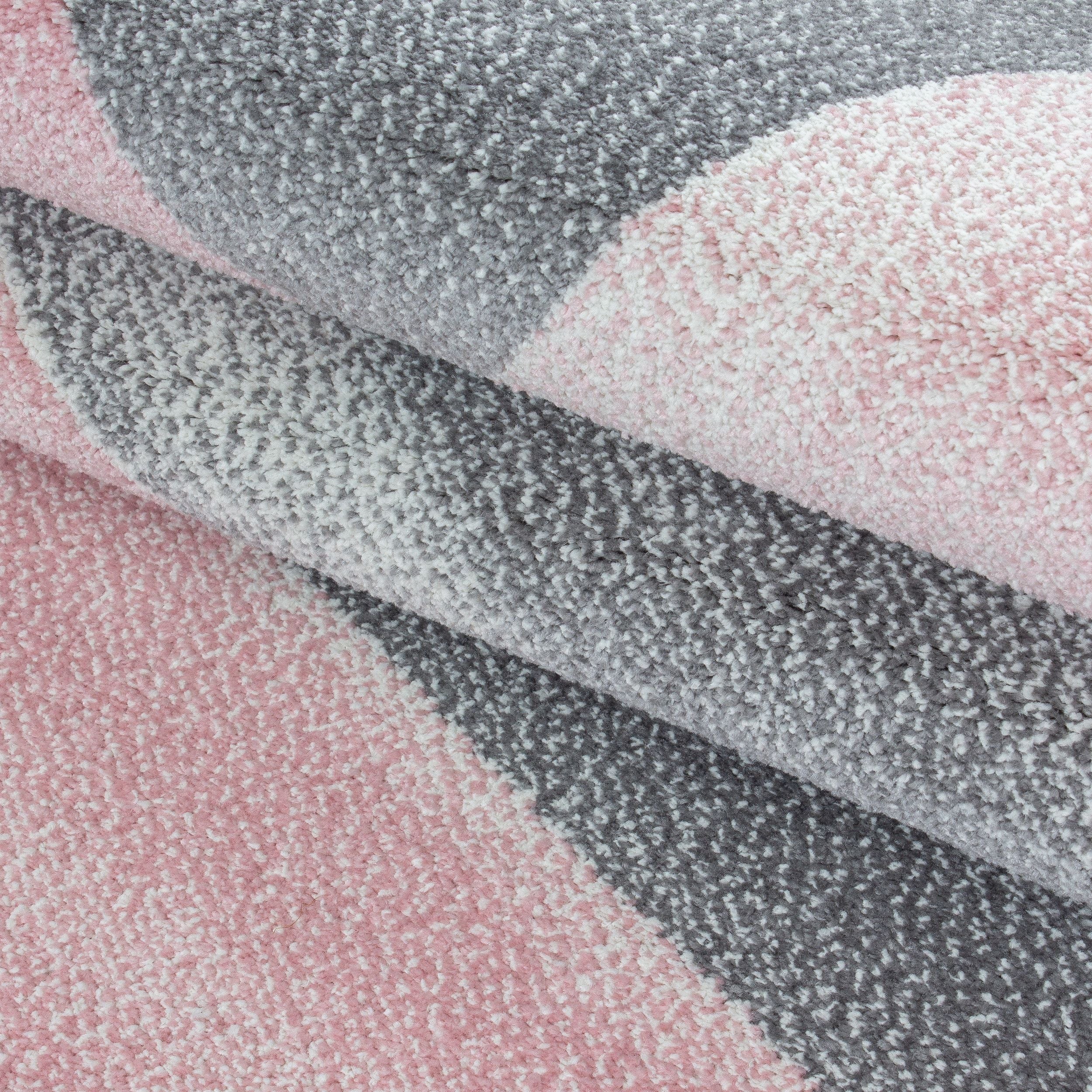 Beta Kurzflorteppich in Pink mit asymmetrischer Geometrie - Image 6