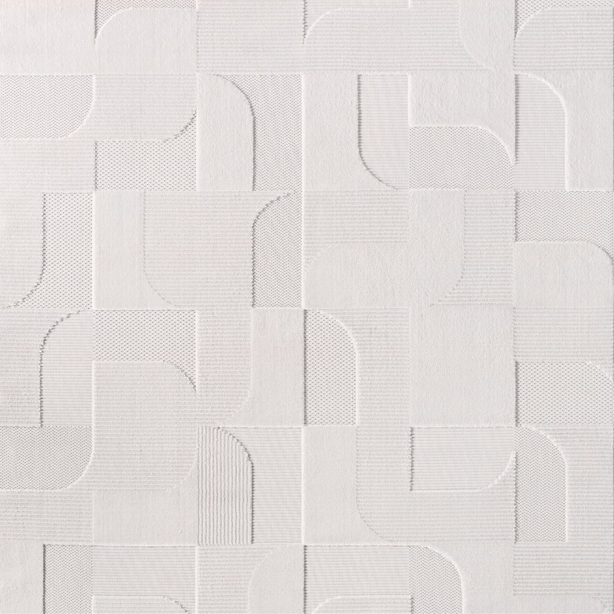 3D Kurzflor Teppich: Geometrisches Blockmuster in Creme - Image 6