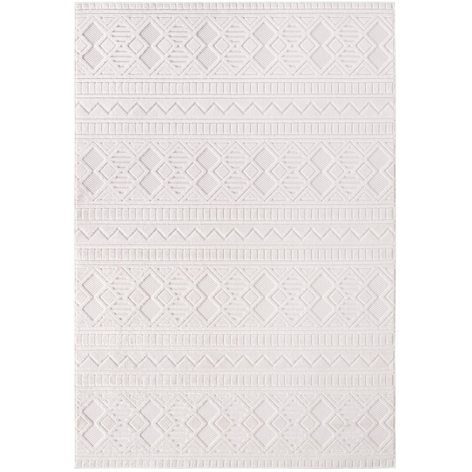 Doha Kurzflor Teppich in Creme mit feinen Boho-Details - Image 2
