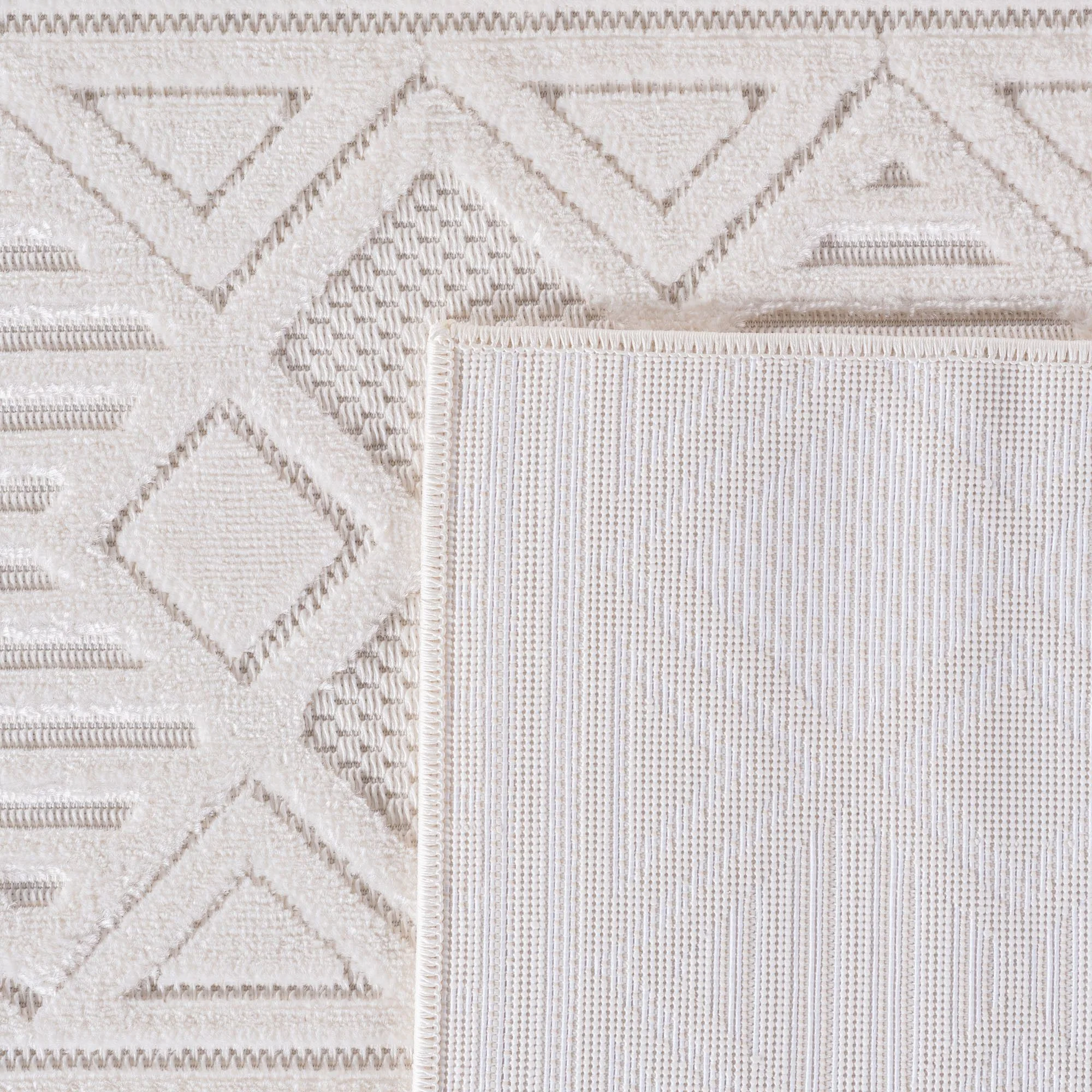 Doha Kurzflor Teppich in Creme mit feinen Boho-Details - Image 5