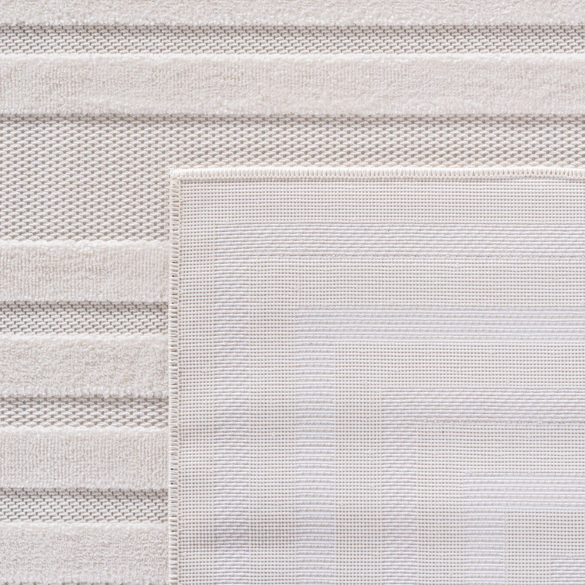Moderner Kurzflor Teppich in Creme: 3D Linien Design - Image 5