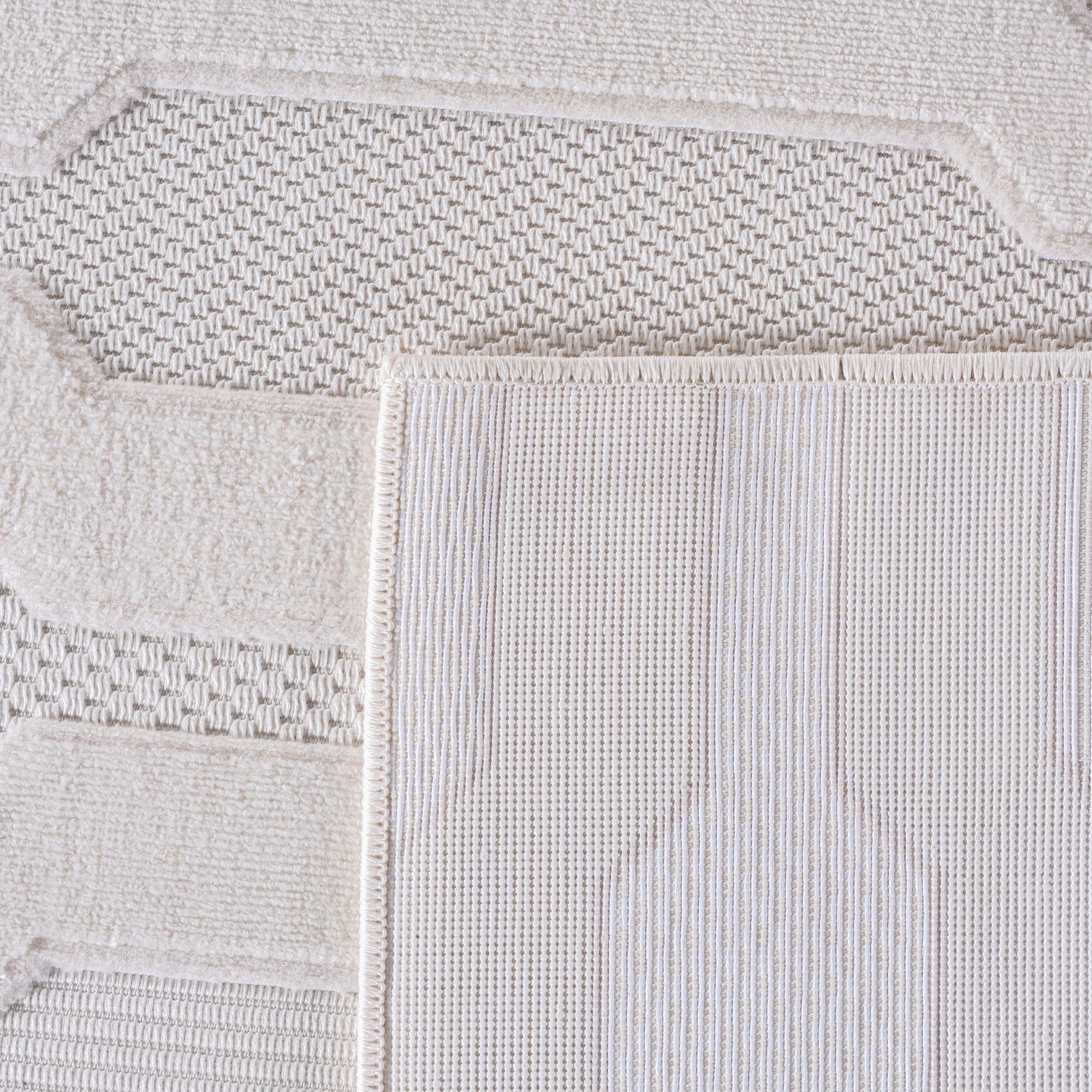 Moderner Kurzflor Teppich in Creme: 3D Design - Image 5