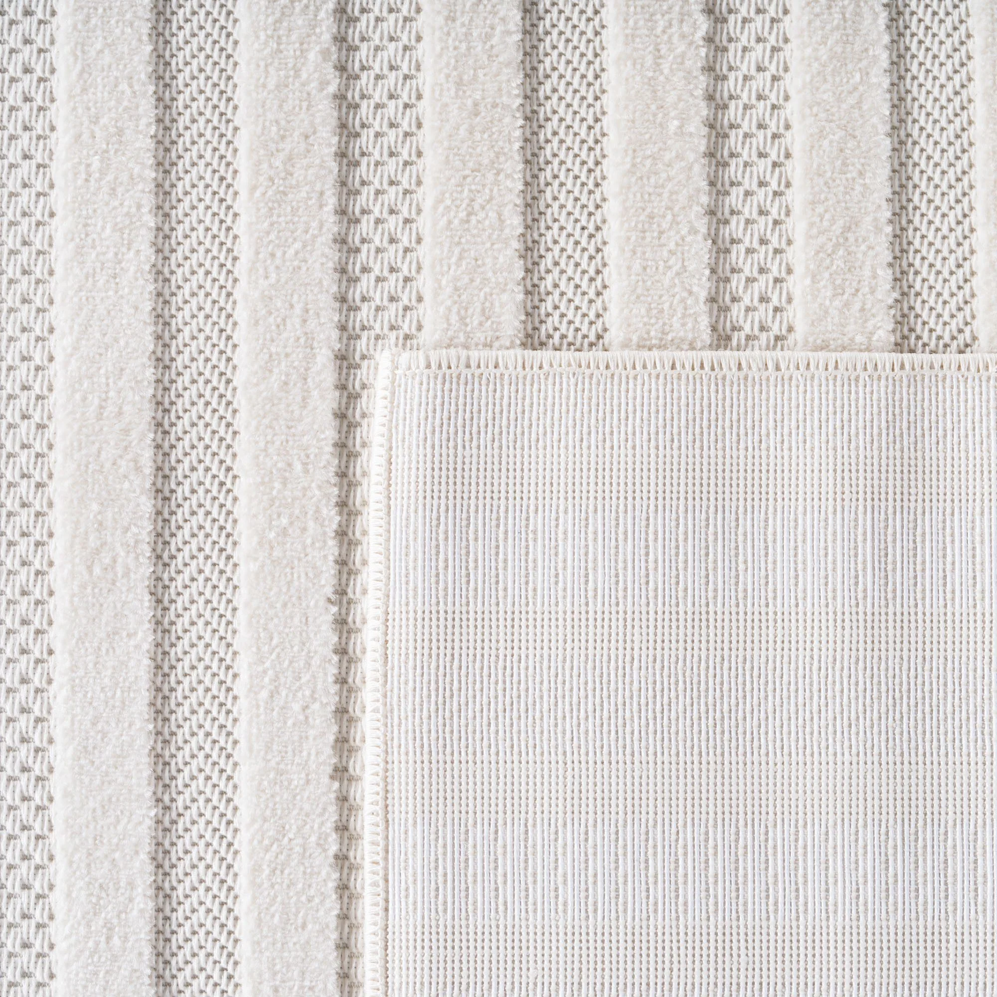 Doha Kurzflor Teppich Creme – 3D Boho Linien - Image 5