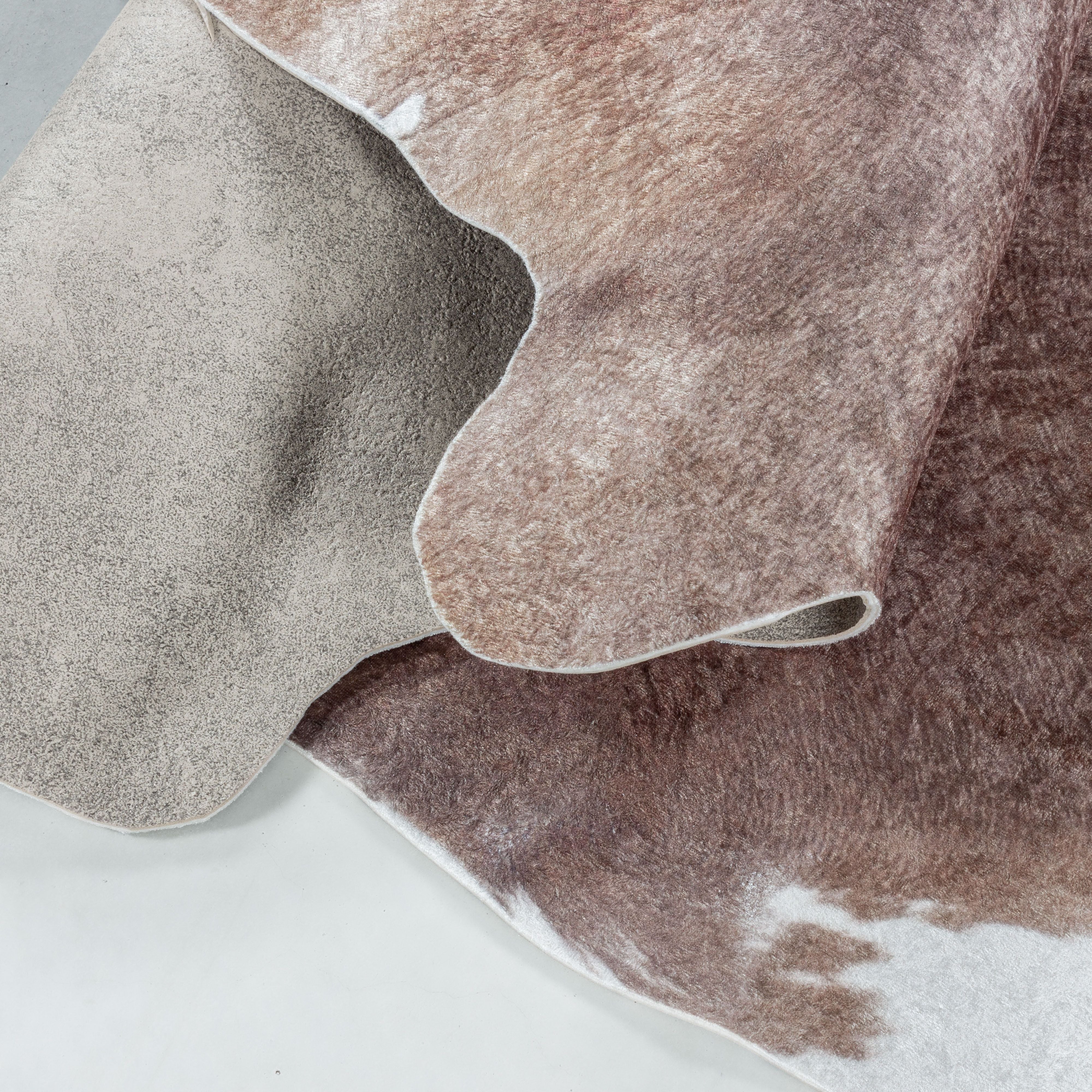 Waschbarer Teppich, Rindsleder Imitat, Farbe Braun, Teppich für Wohnzimmer, Rücken aus Wildleder - Image 5