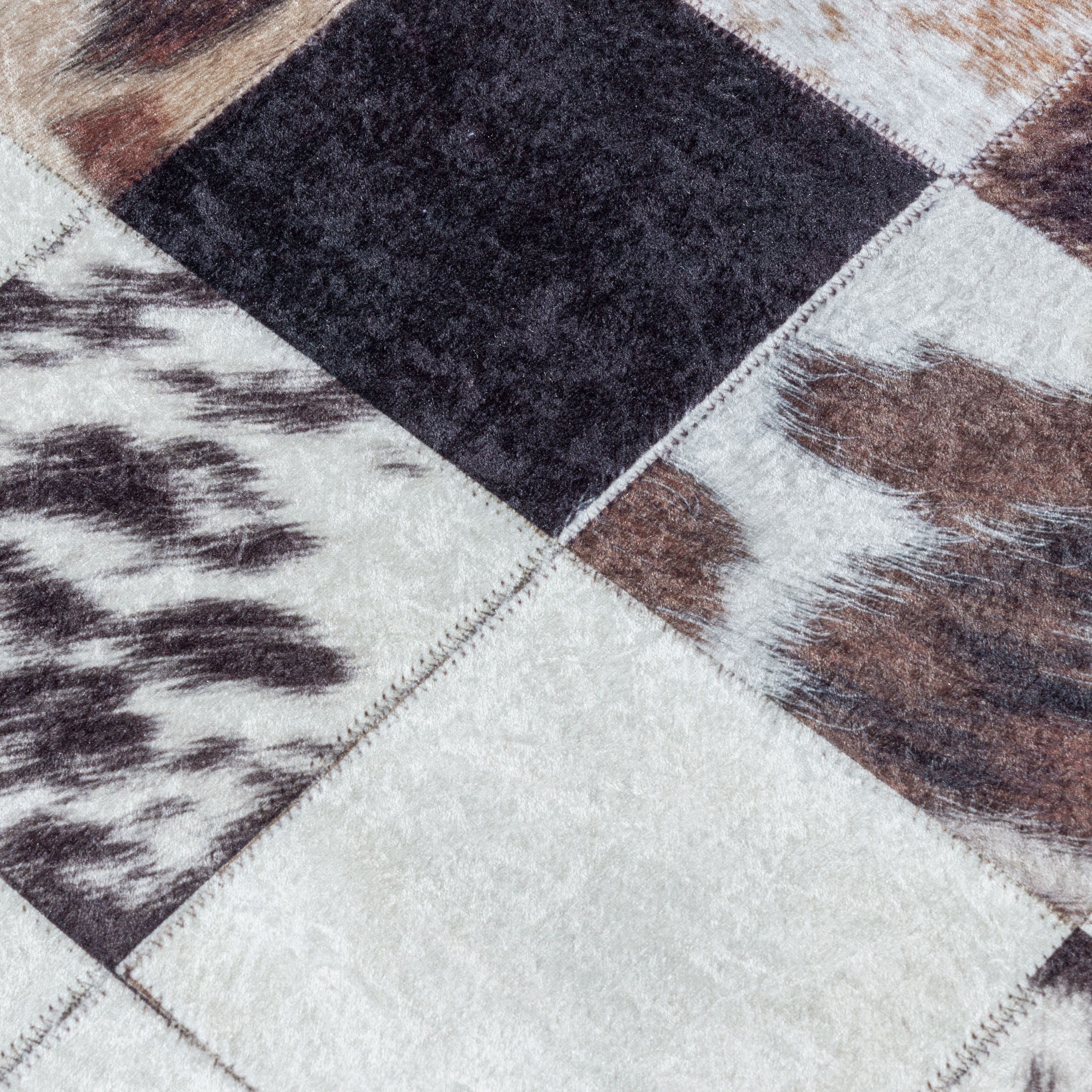Waschbarer Teppich, Patchwork Design, Farbe Weiß, Teppich für Wohnzimmer, Rücken aus Canvas - Image 6