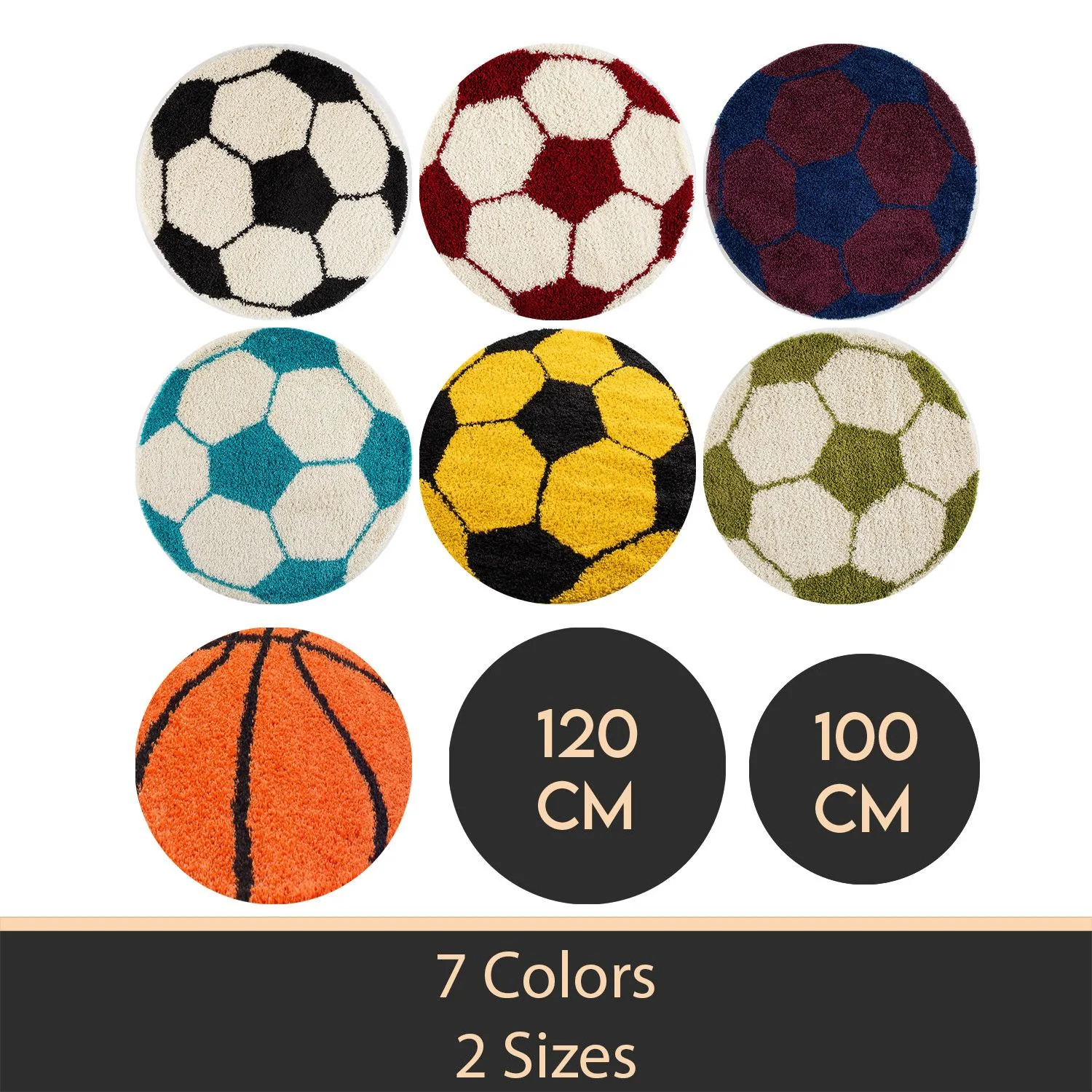 Kinderteppiche, Fußball-Design, Farbe Marineblau, Teppich für Kinderzimmer, Rücken aus Jute - Image 7