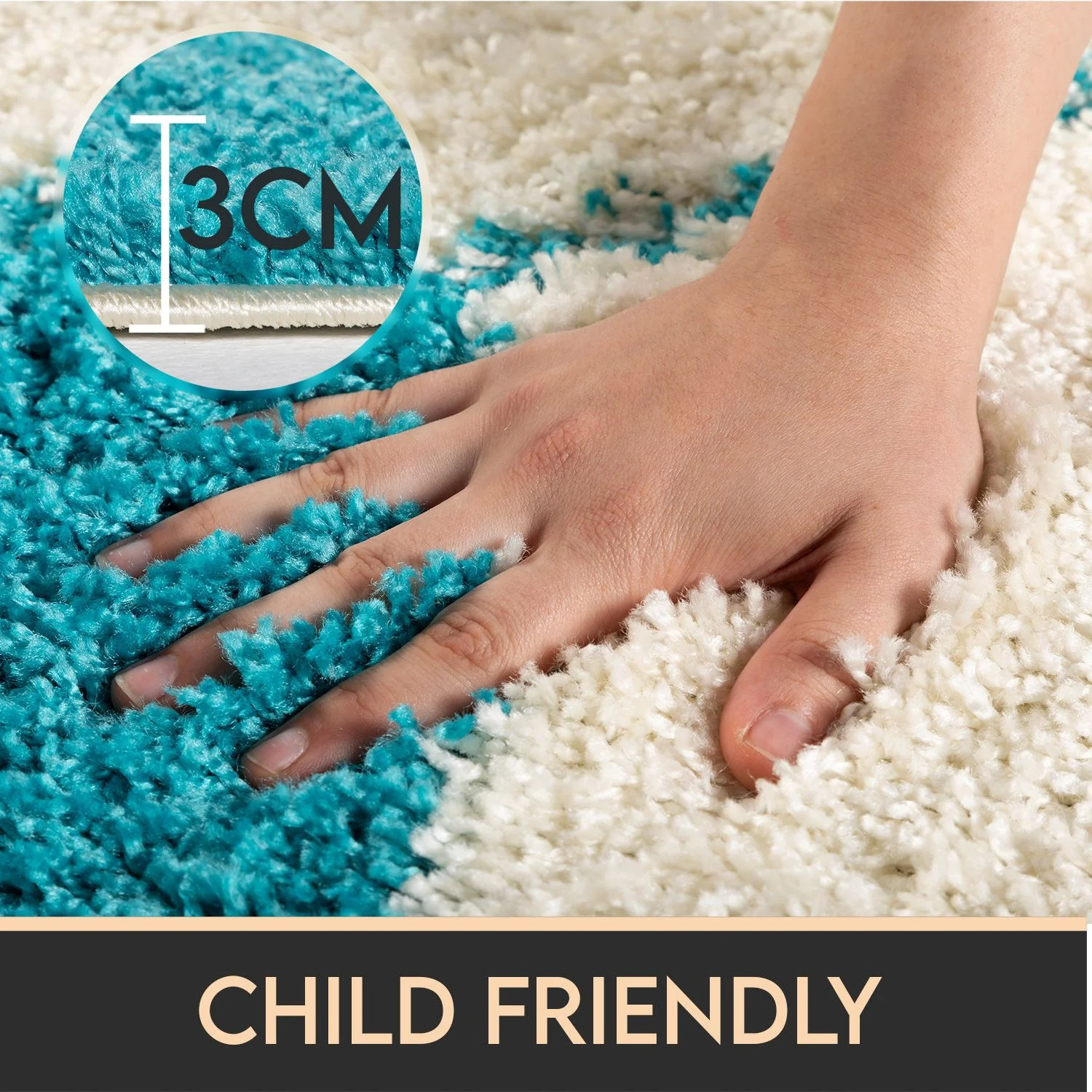 Kinderteppiche, Fußball-Design, Farbe Türkis, Teppich für Kinderzimmer, Rücken aus Jute - Image 4