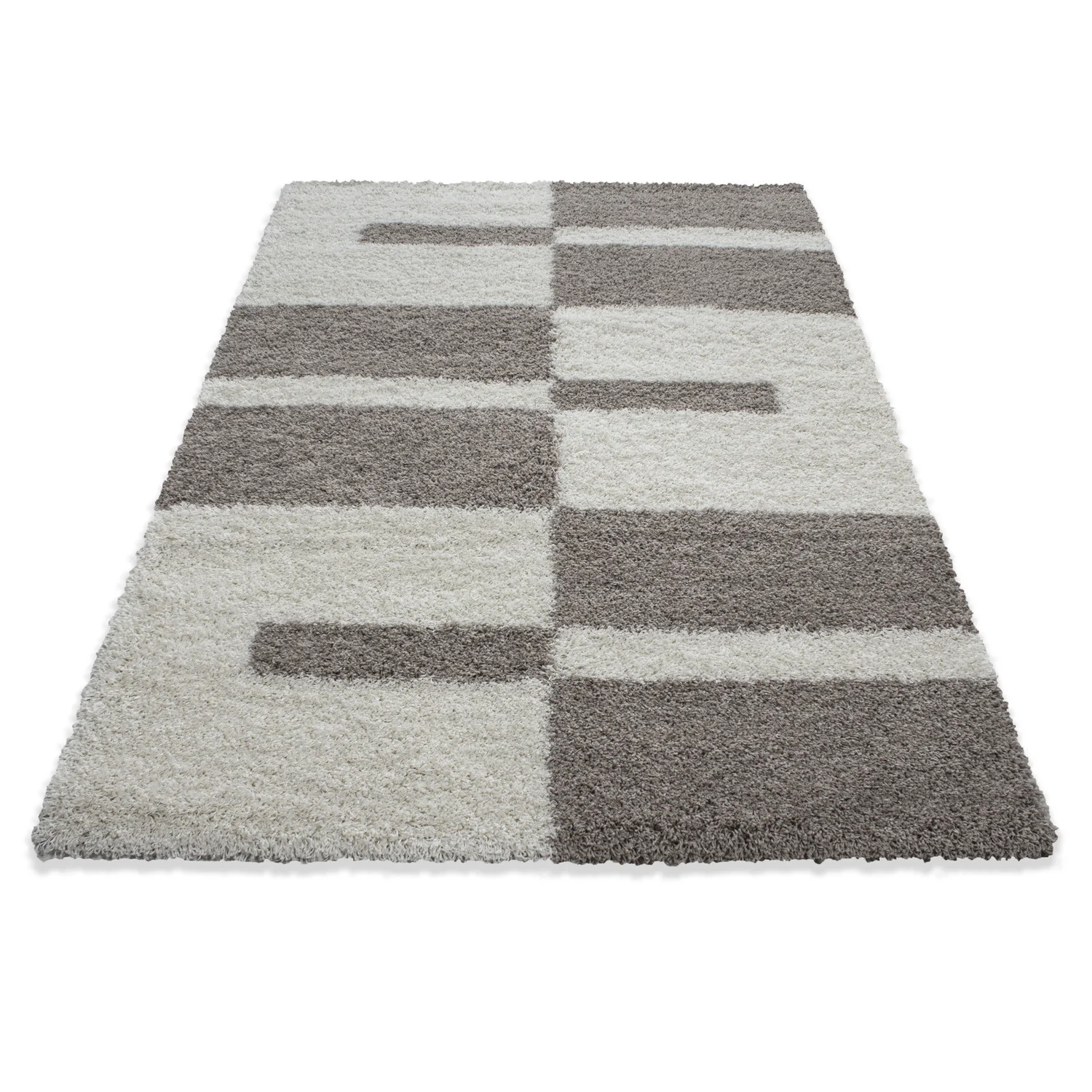 Hochflorteppiche, Kariert Design, Farbe Beige, Teppich für Wohnzimmer, Rücken aus Jute - Image 3