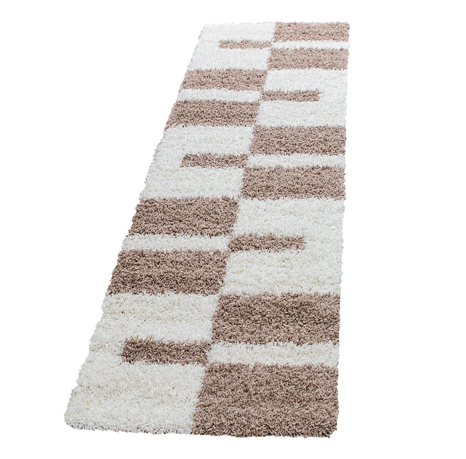 Hochflorteppiche, Kariert Design, Farbe Beige, Teppich für Wohnzimmer, Rücken aus Jute - Image 7
