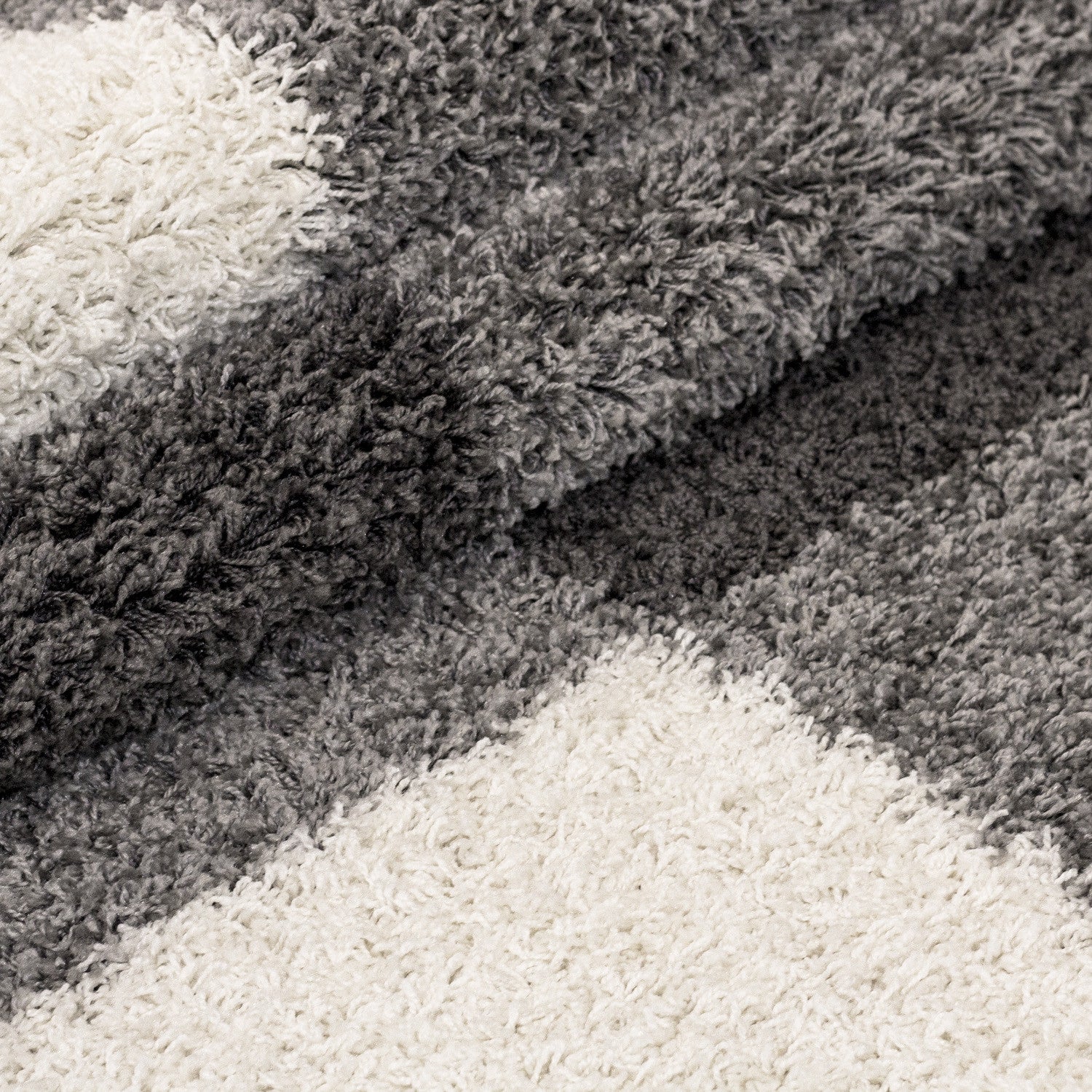 Hochflorteppiche, Kariert Design, Farbe Hellgrau, Teppich für Wohnzimmer, Rücken aus Jute - Image 5