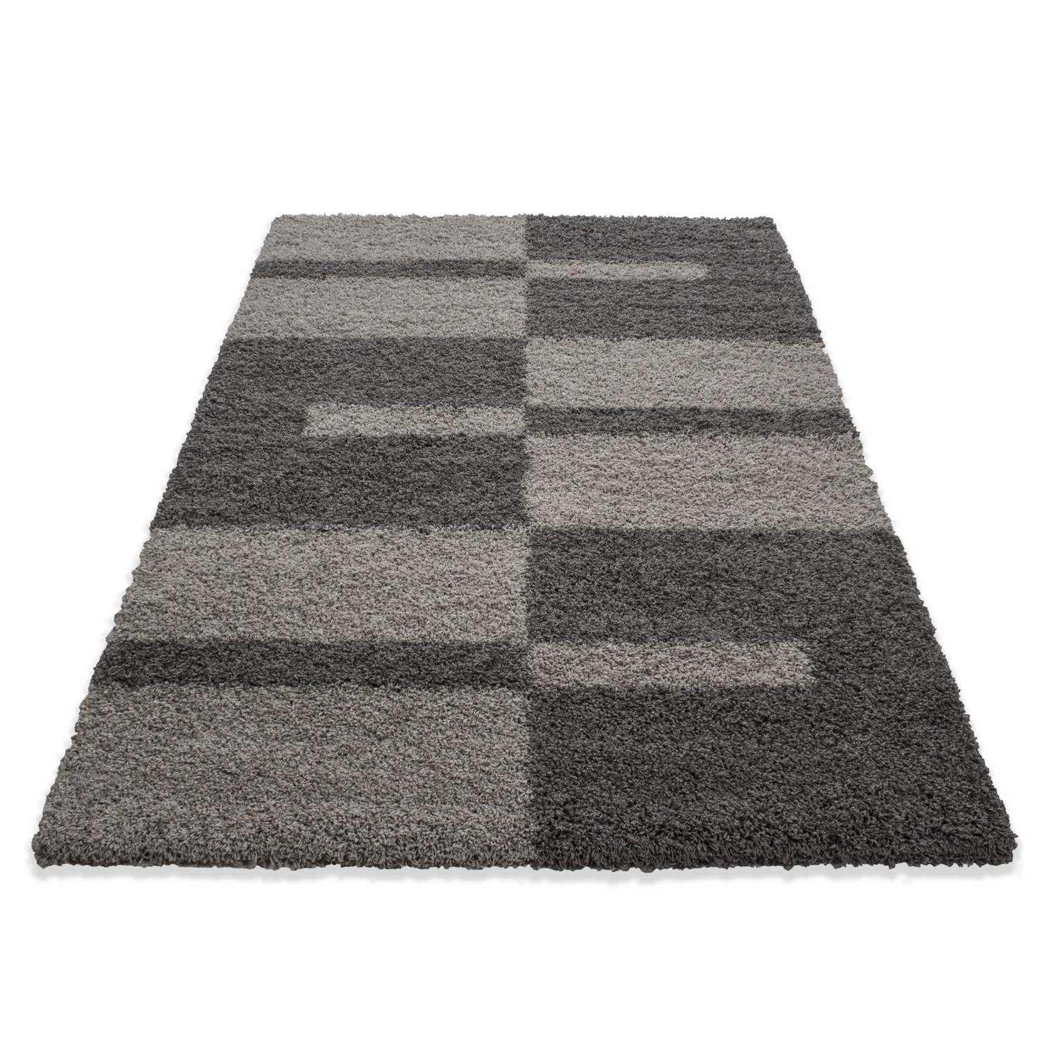 Hochflorteppiche, Kariert Design, Farbe Taupe, Teppich für Wohnzimmer, Rücken aus Jute - Image 3