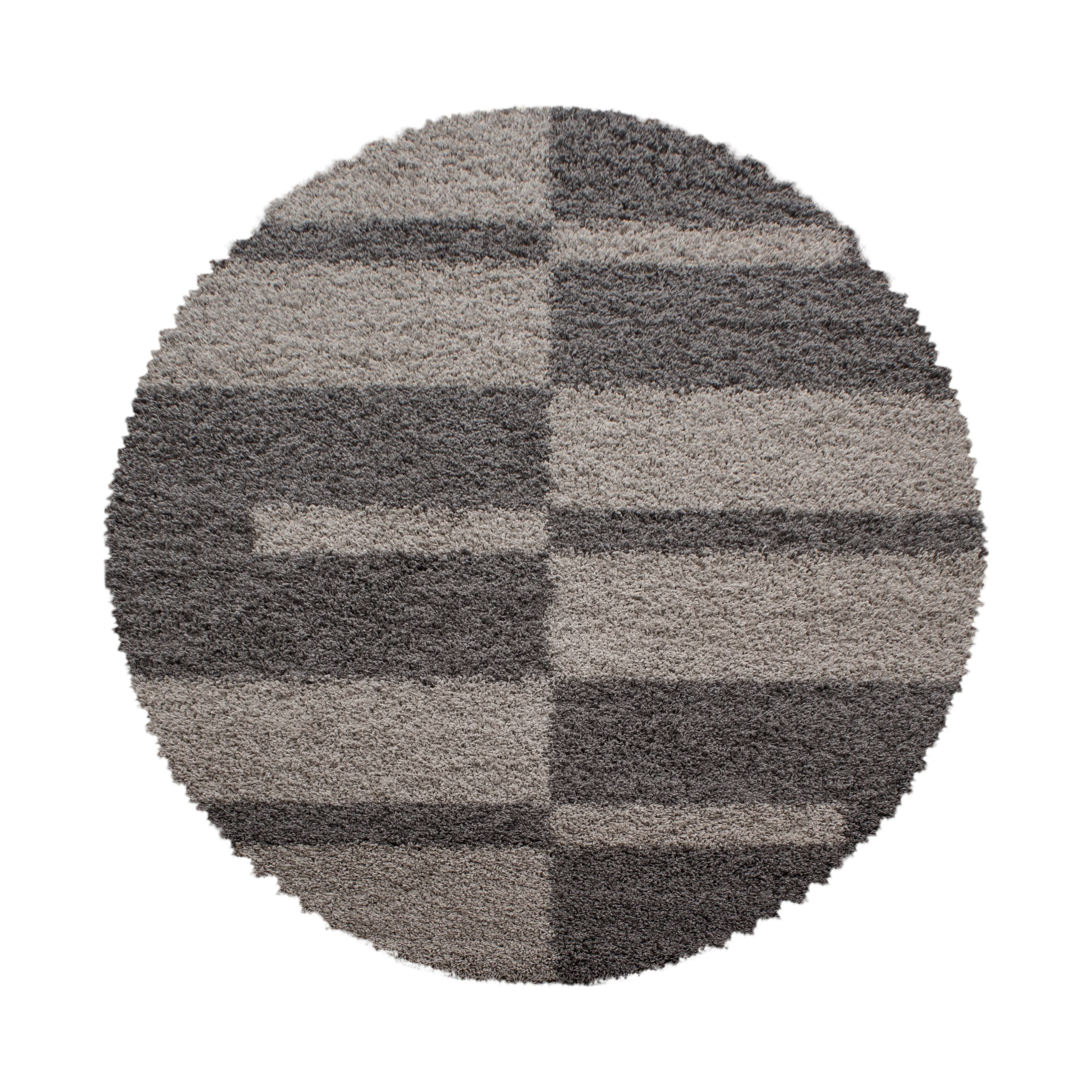 Hochflorteppiche, Kariert Design, Farbe Taupe, Teppich für Wohnzimmer, Rücken aus Jute - Image 8