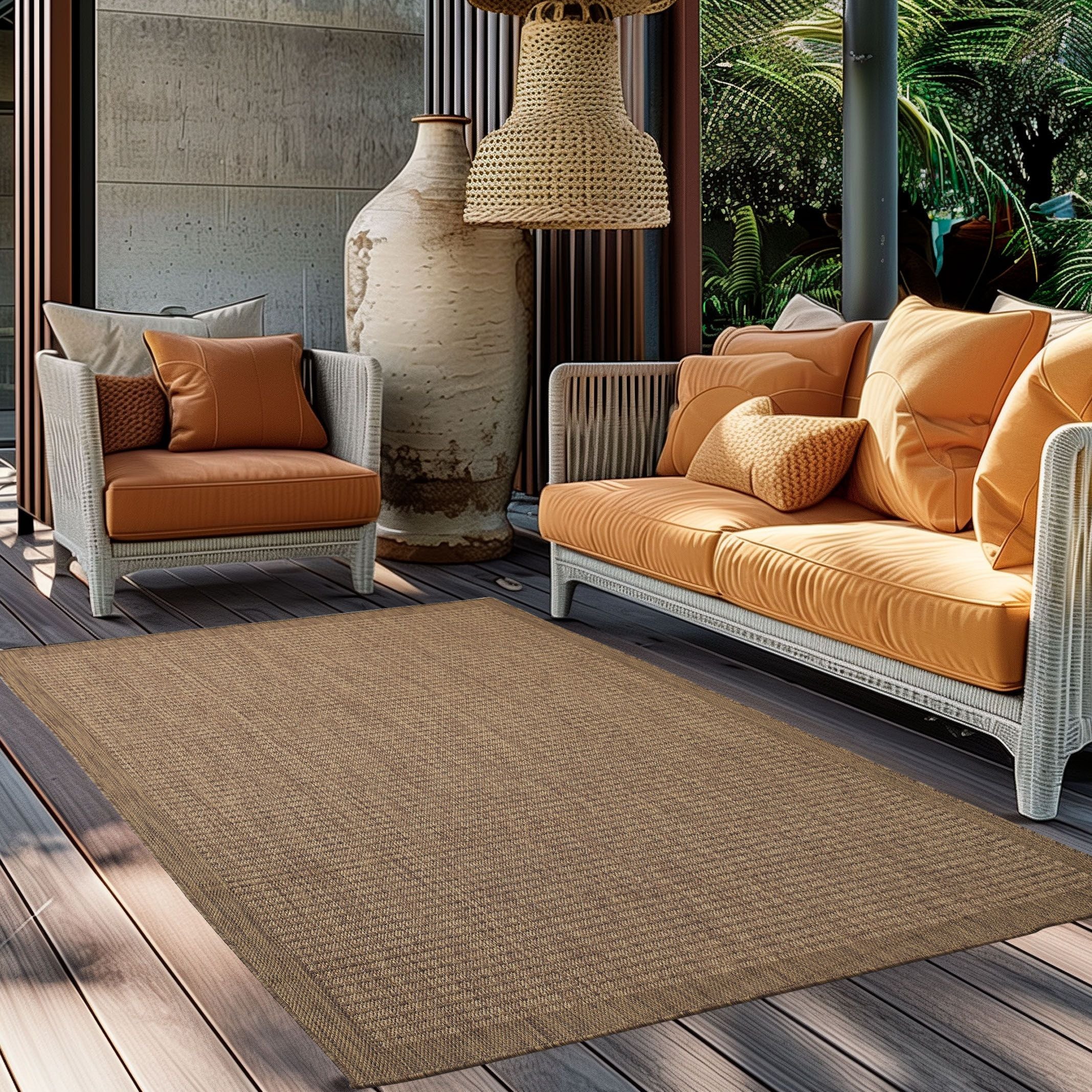 Outdoorteppiche, Unicolor, Farbe Braun, Teppich für Terasse-Balkon-Küche, Rücken aus Polypropylen