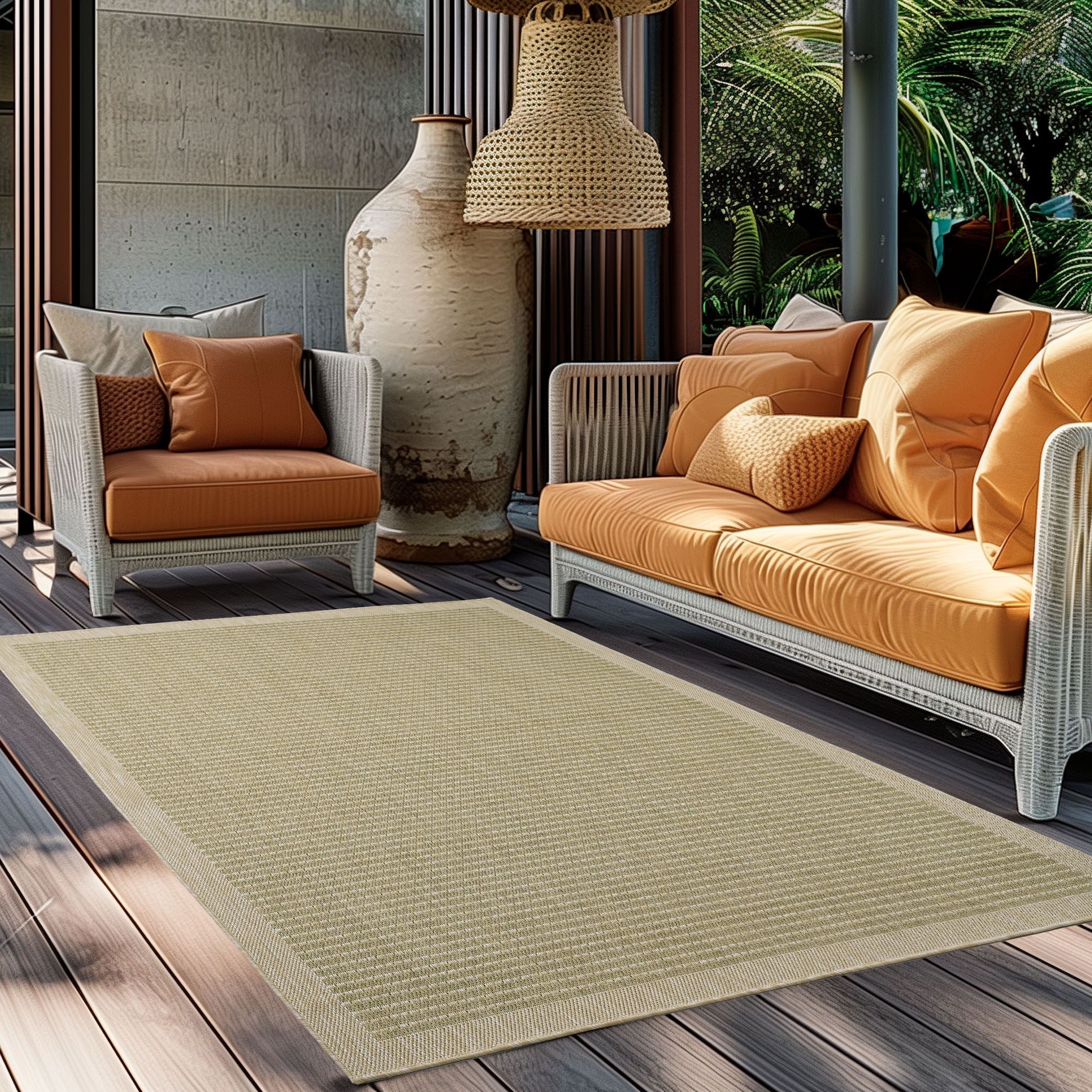 Outdoorteppiche, Unicolor, Farbe Grün, Teppich für Terasse-Balkon-Küche, Rücken aus Polypropylen