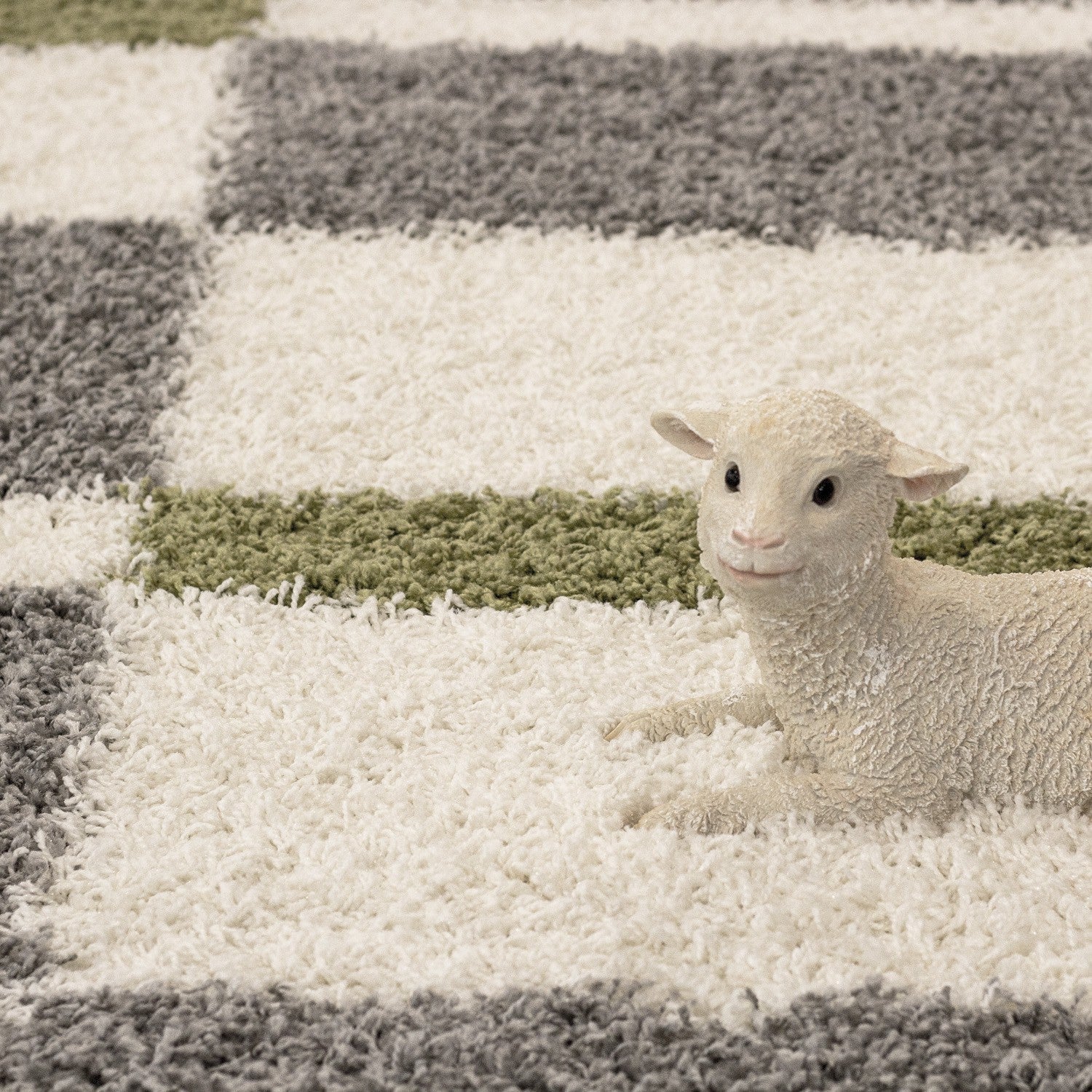 Hochflor Langflor Wohnzimmer Shaggy Teppich Florhöhe 3cm Grau-Weiss-Grün - Image 2