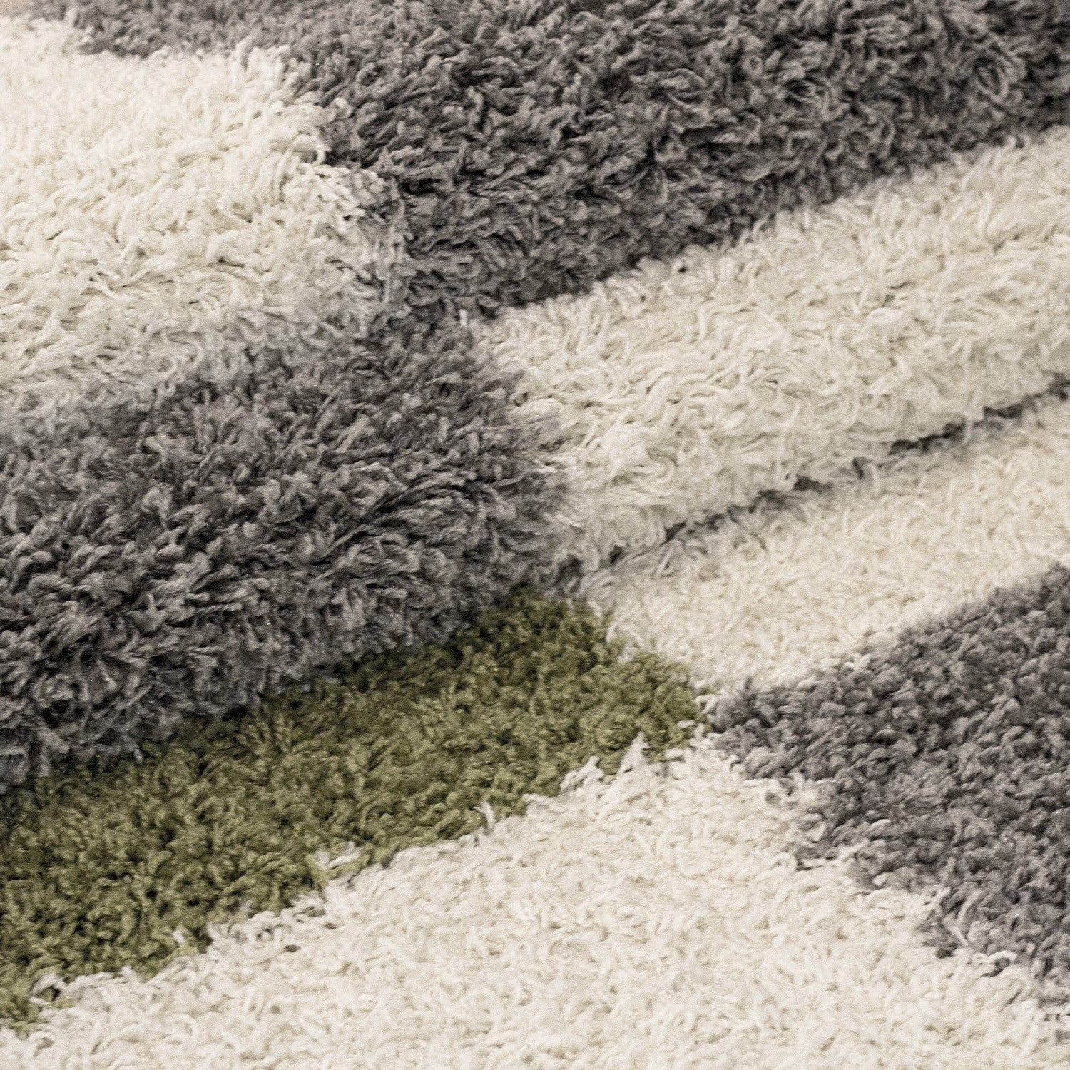 Hochflor Langflor Wohnzimmer Shaggy Teppich Florhöhe 3cm Grau-Weiss-Grün - Image 3