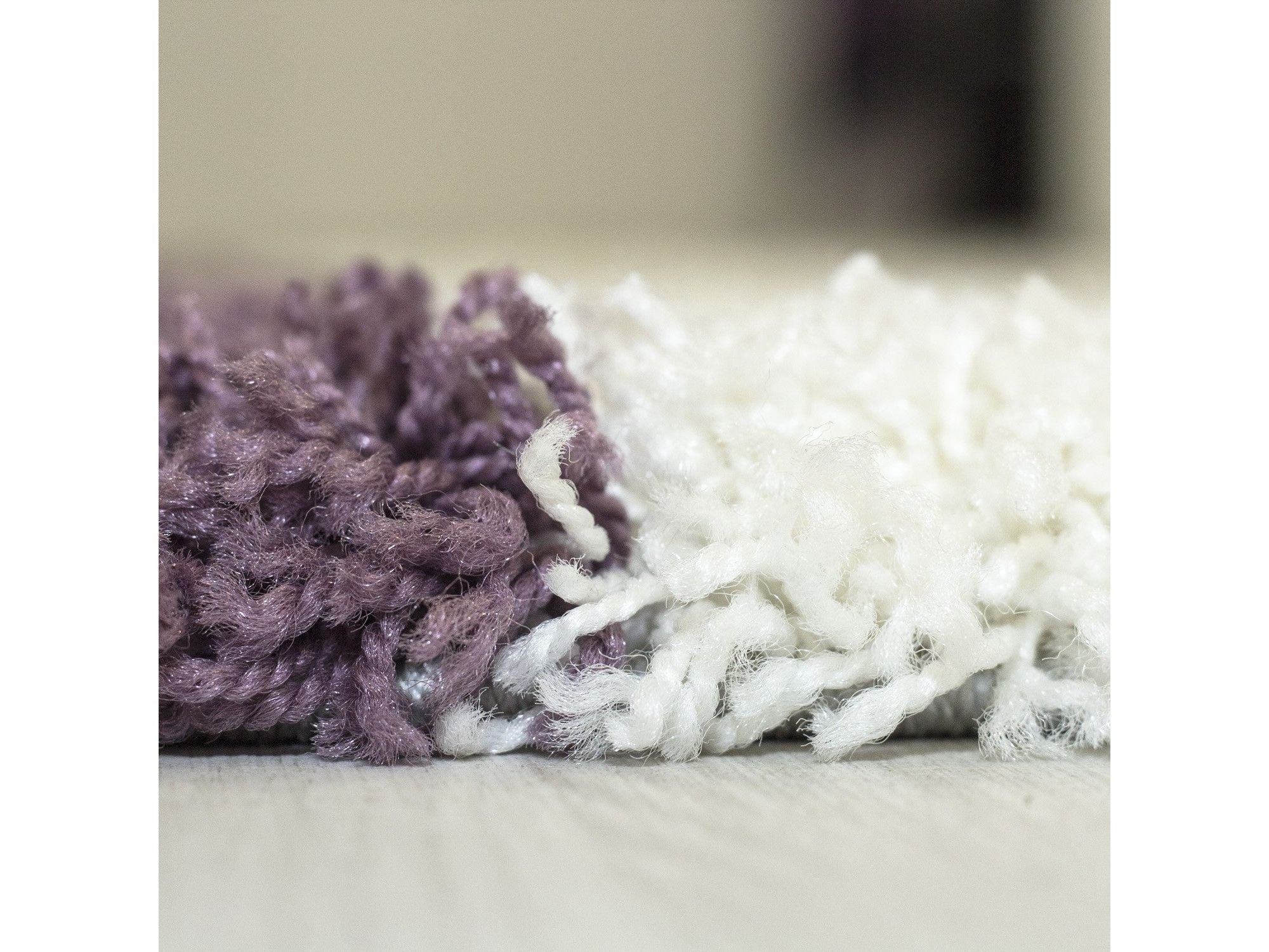 Hochflor Langflor Wohnzimmer Shaggy Teppich Florhöhe 3cm Grau-Weiss-Lila - Image 5
