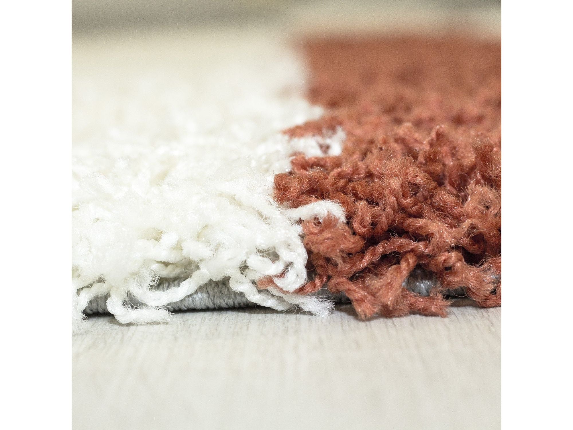 Hochflor Langflor Wohnzimmer Shaggy Teppich Florhöhe 3cm Grau-Weiss-Terrakotta - Image 5