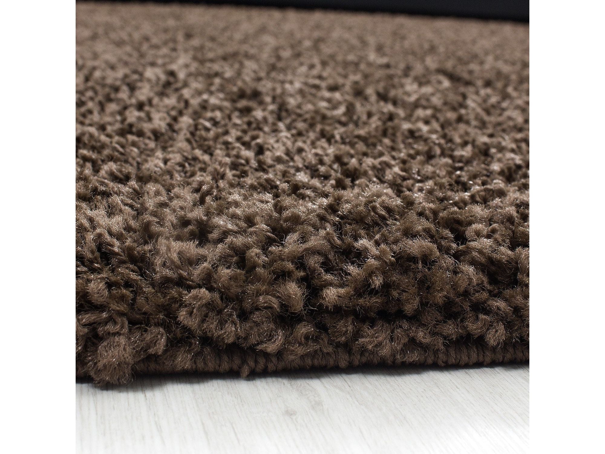 Hochflor Langflor Wohnzimmer Shaggy Teppich Unifarbe Florhöhe 5cm Braun - Image 4