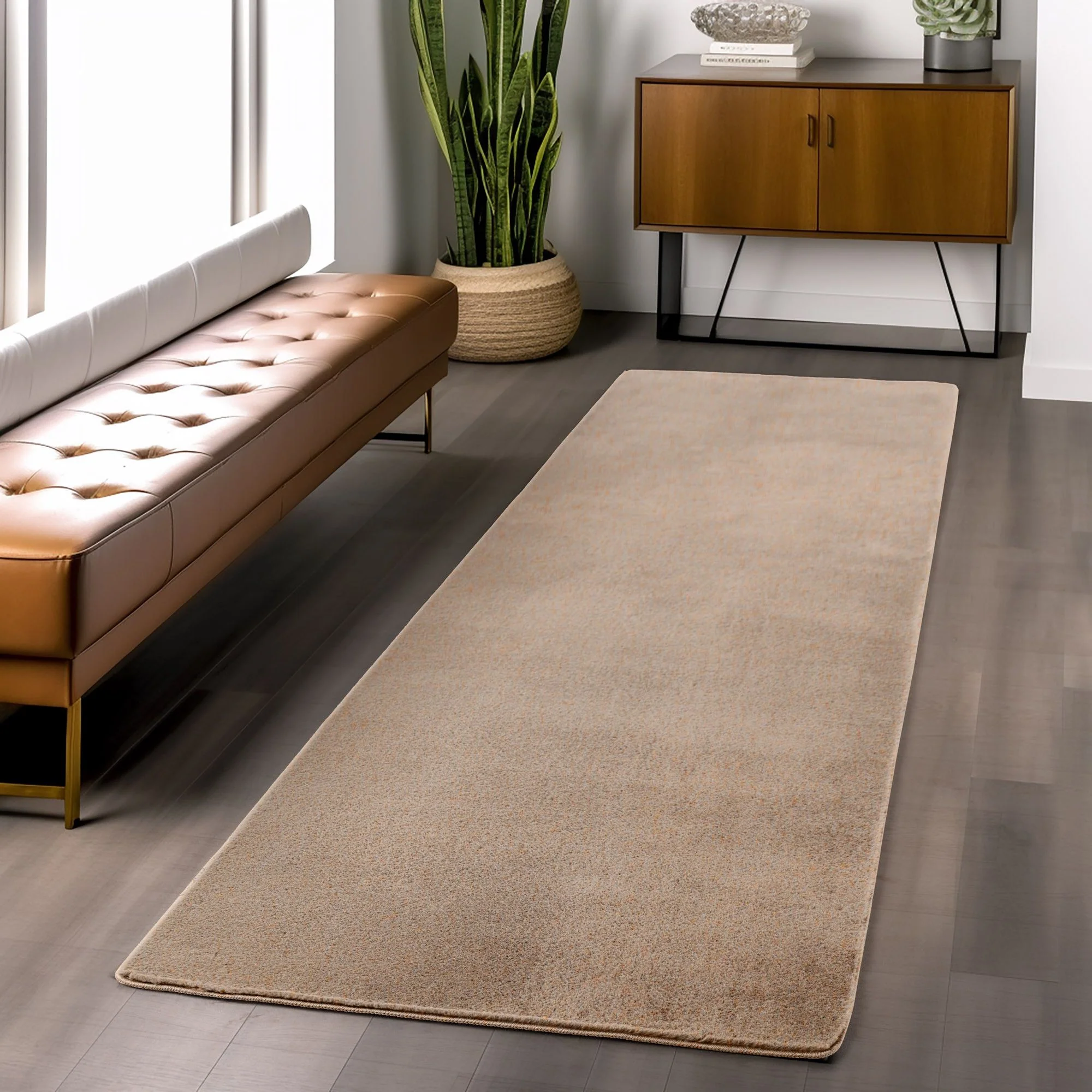 Läufer Teppich Beige 6x1 cm – Waschbarer Kurzflorteppicheteppiche, rutschfest & weich, modernes einfarbiges Design für Schlafzimmer, Küche & Flur - Image 6