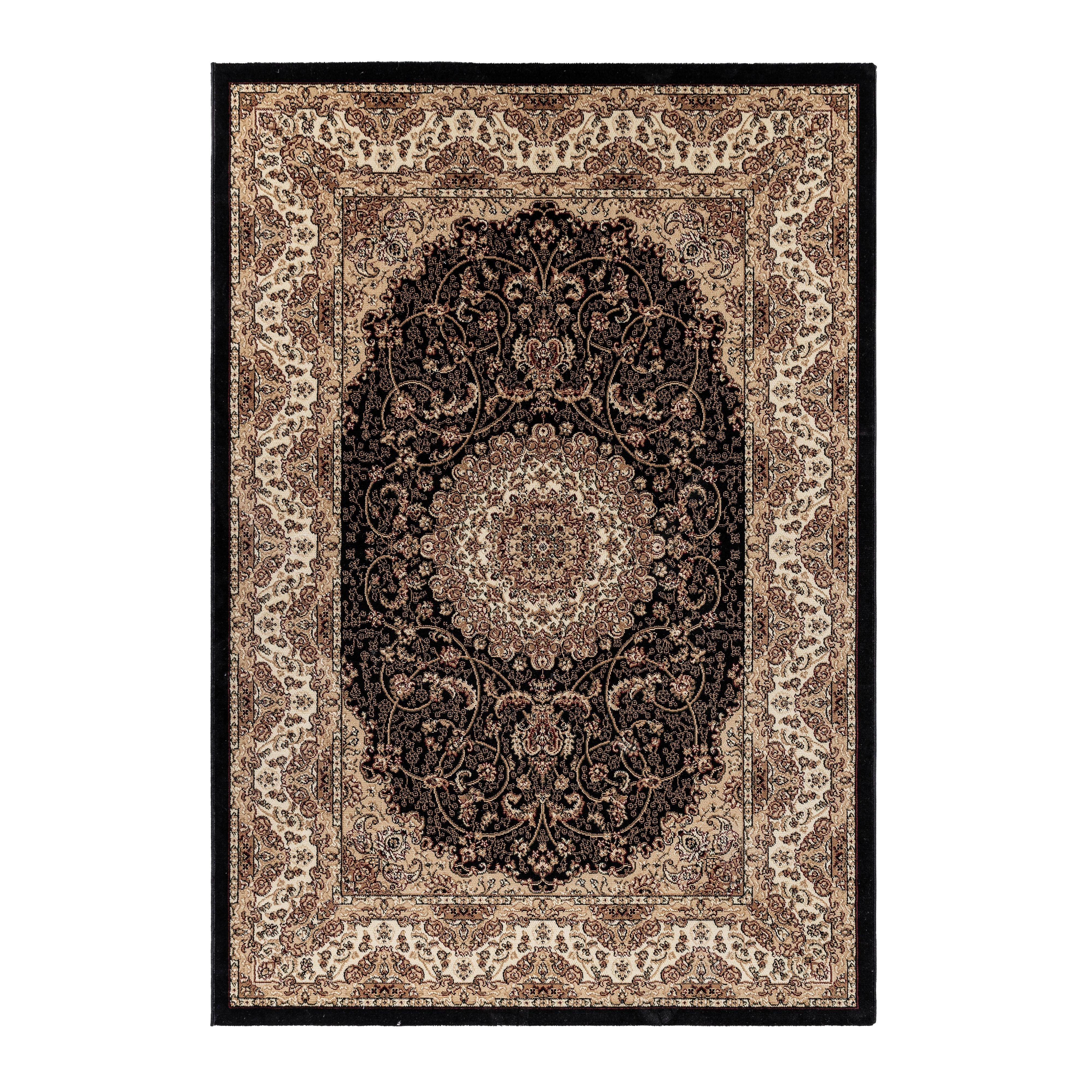 Klassischer Orientteppich in Schwarz: Medaillon Design - Image 2