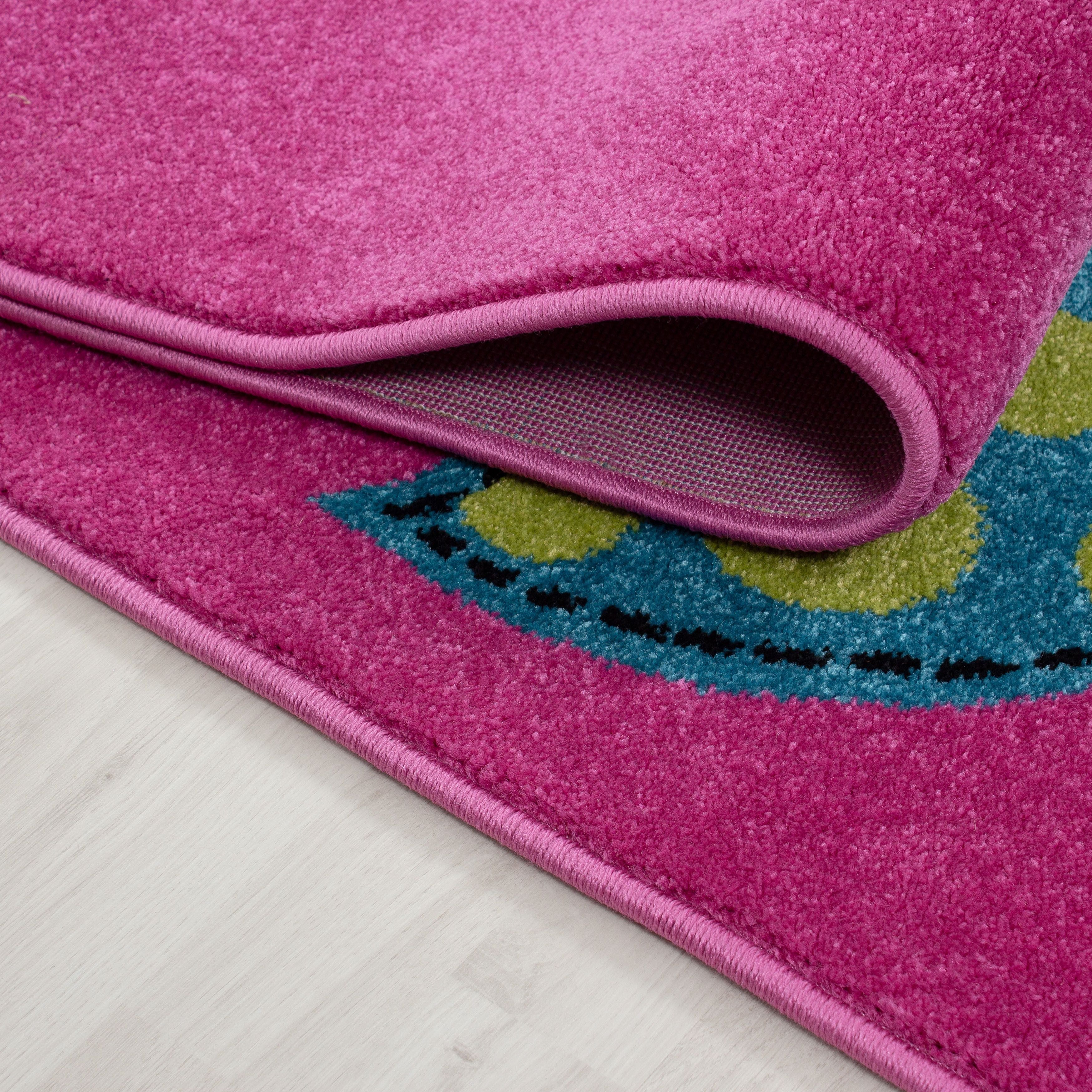 Kinderteppiche, Eulen-Design, Farbe Violett, Teppich für Kinderzimmer, Rücken aus Jute - Image 5