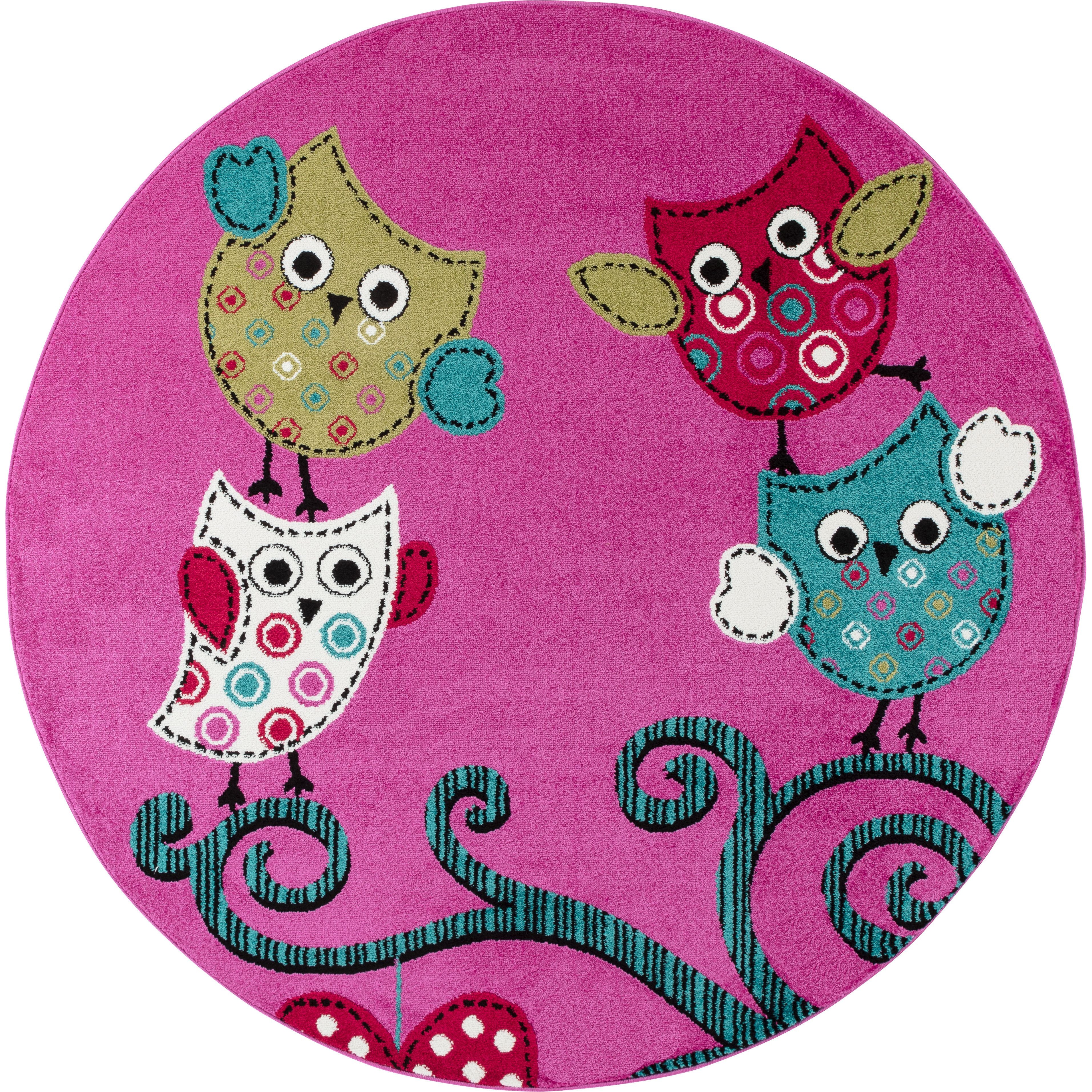 Kinderteppiche, Eulen-Design, Farbe Violett, Teppich für Kinderzimmer, Rücken aus Jute - Image 7
