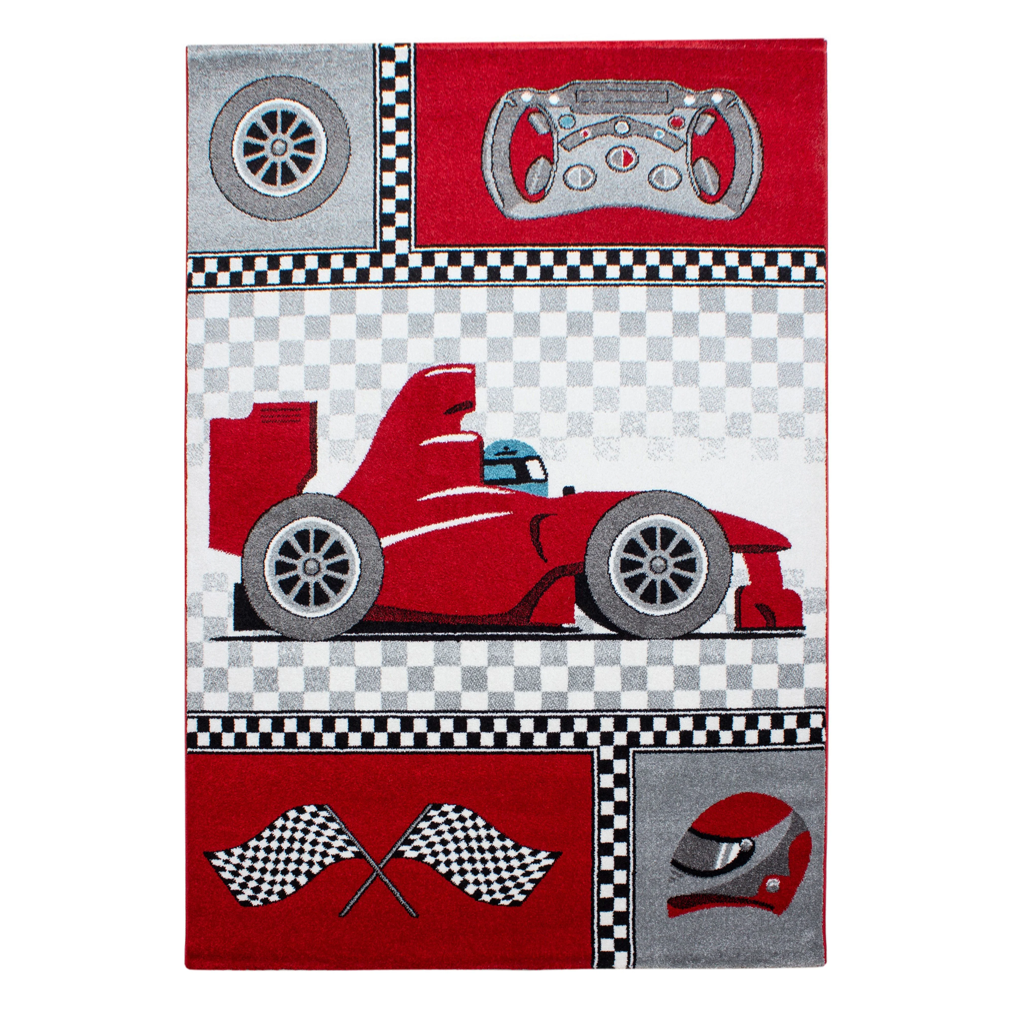 Kinderteppiche, Rennwagen, Farbe Rot, Teppich für Kinderzimmer, Rücken aus Jute - Image 2