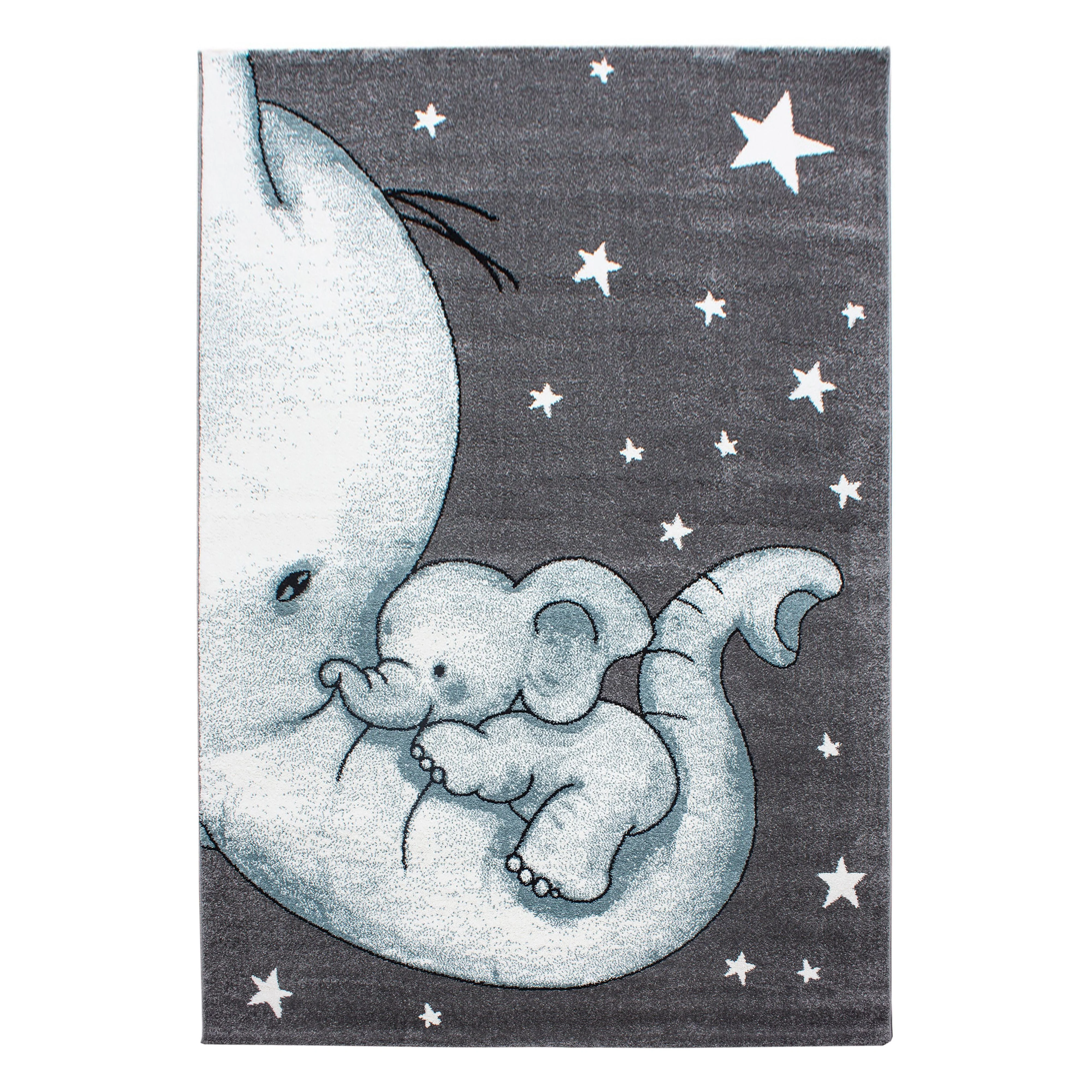 Kinderteppiche, Elefant-Design, Farbe Blau, Teppich für Kinderzimmer, Rücken aus Jute - Image 2