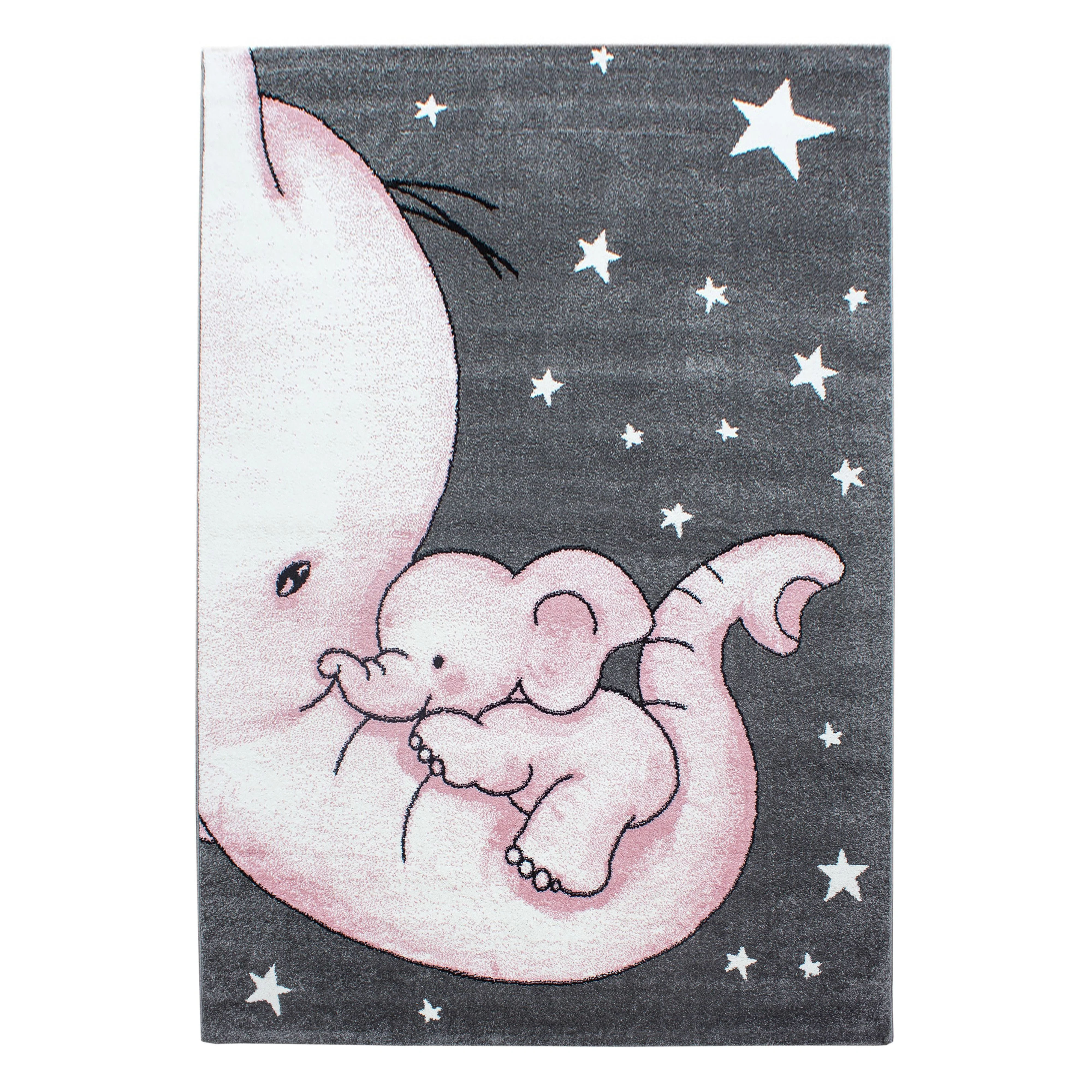 Kinderteppiche, Elefant-Design, Farbe Pink, Teppich für Kinderzimmer, Rücken aus Jute - Image 2