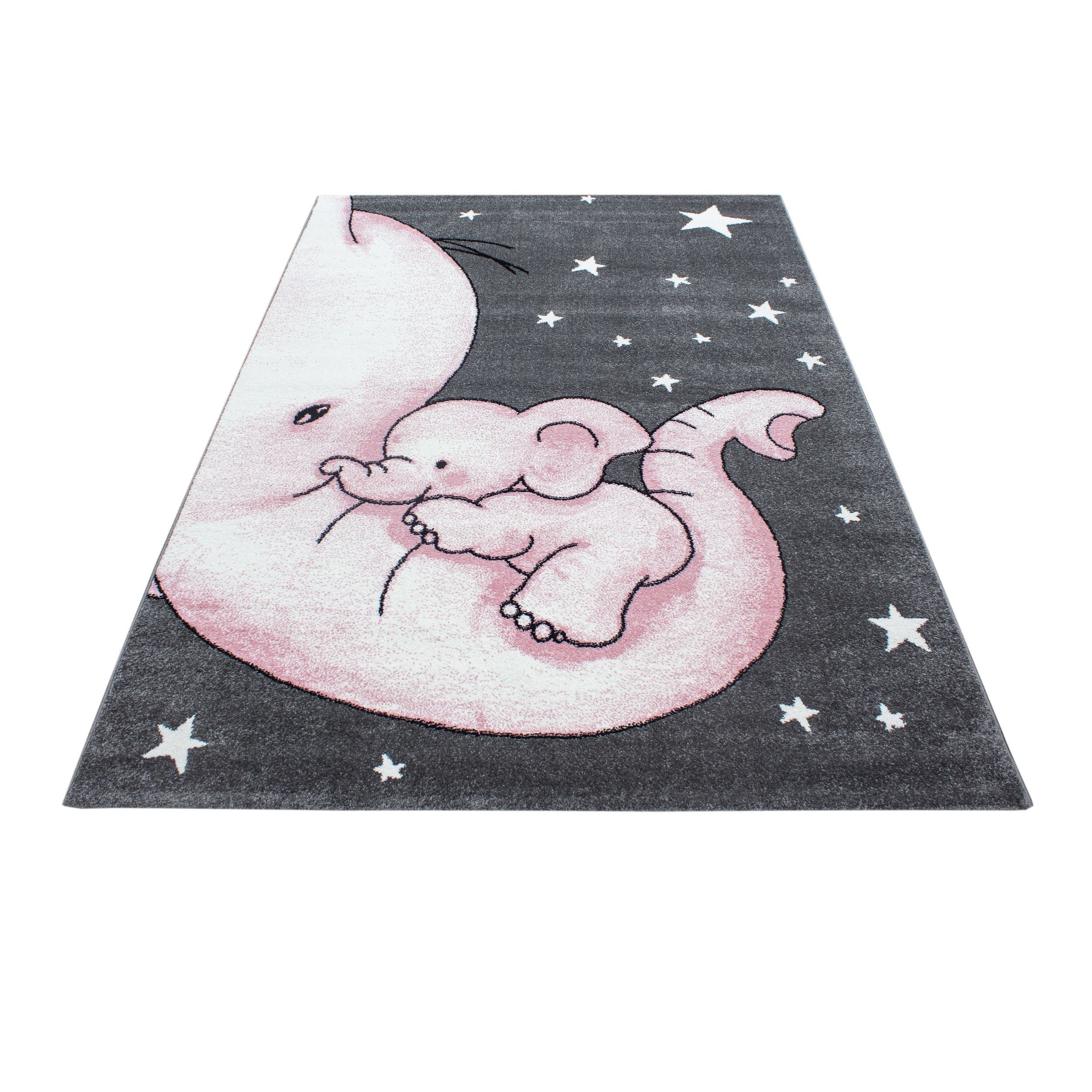 Kinderteppiche, Elefant-Design, Farbe Pink, Teppich für Kinderzimmer, Rücken aus Jute - Image 3