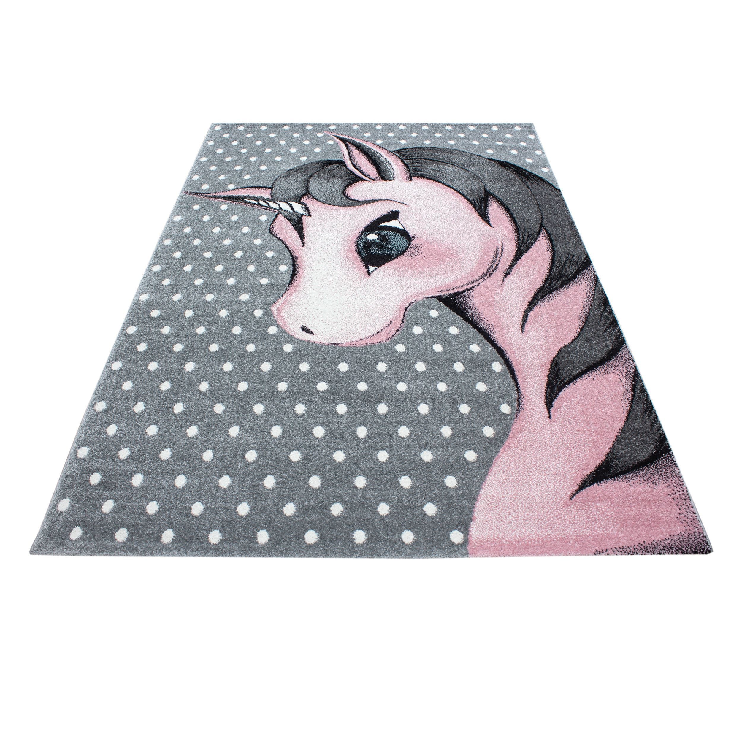 Kinderteppiche, Einhorn-Design, Farbe Pink, Teppich für Kinderzimmer, Rücken aus Jute - Image 3