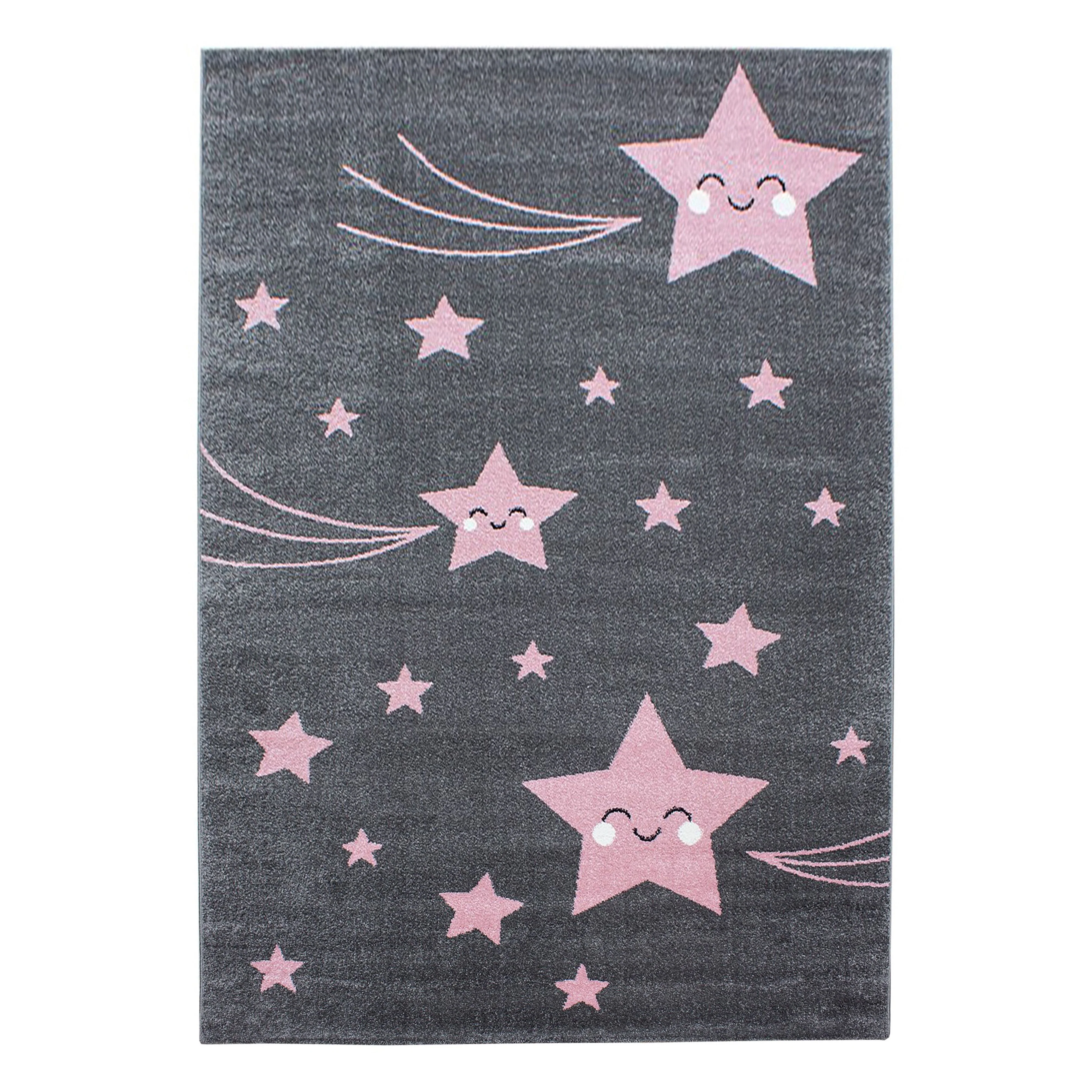 Kinderteppiche, Sterne-Design, Farbe Pink, Teppich für Kinderzimmer, Rücken aus Jute - Image 2