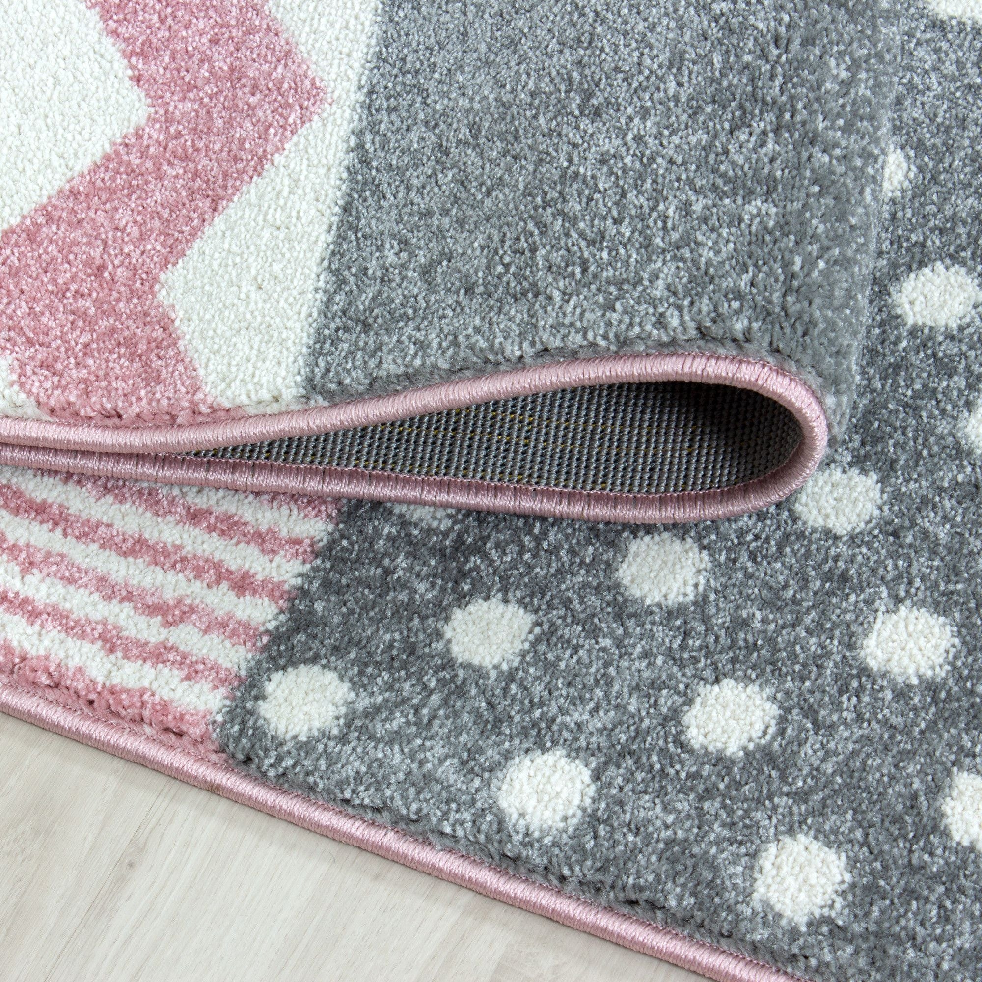Kinderteppiche, Herz- und Stern Design, Farbe Pink, Teppich für Kinderzimmer, Rücken aus Jute - Image 5