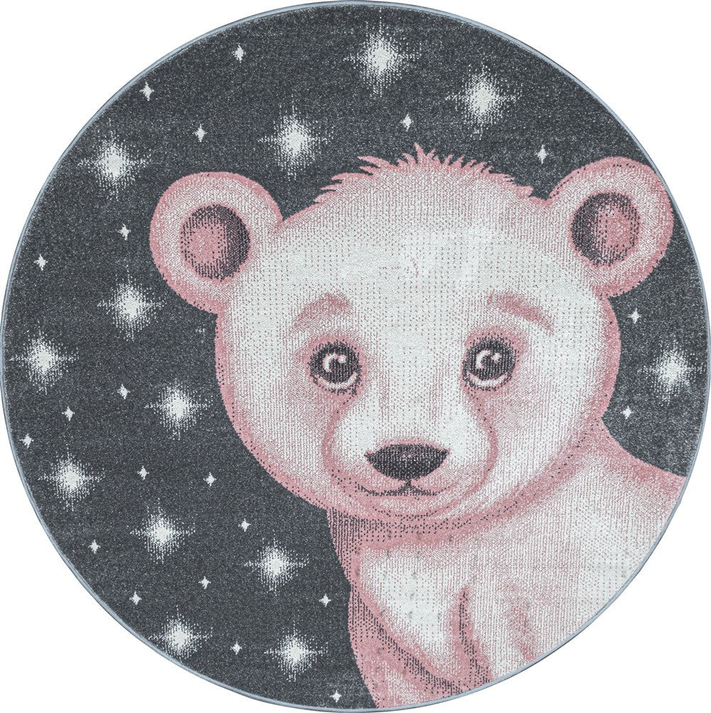 Kinderteppich Kinderzimmer süßes Bärenmotiv Pink Grau Weiß Farben - Image 3