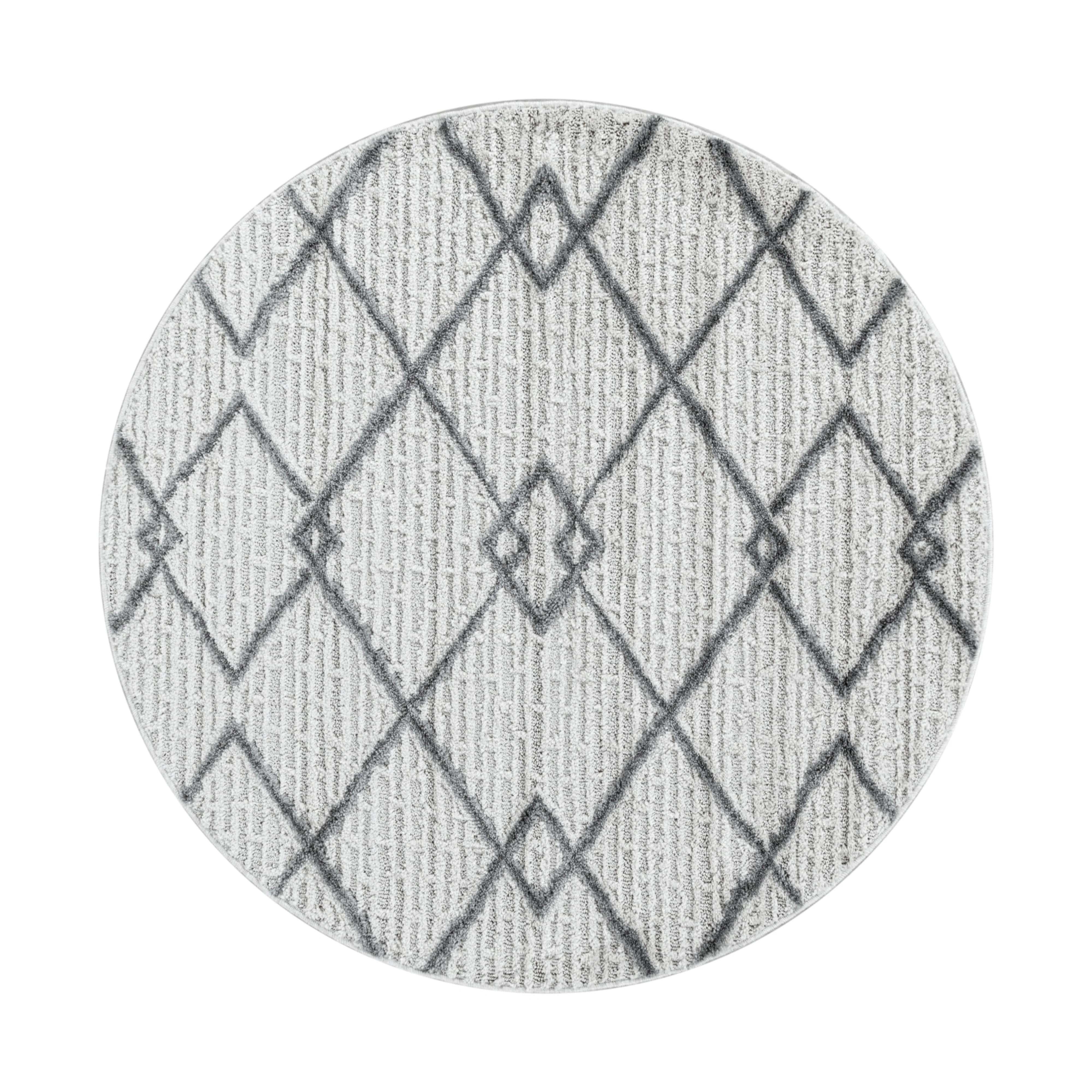 Kurzflor Design Teppich MIA Looped Flor Gitter Muster Abstrakt Creme - Image 4