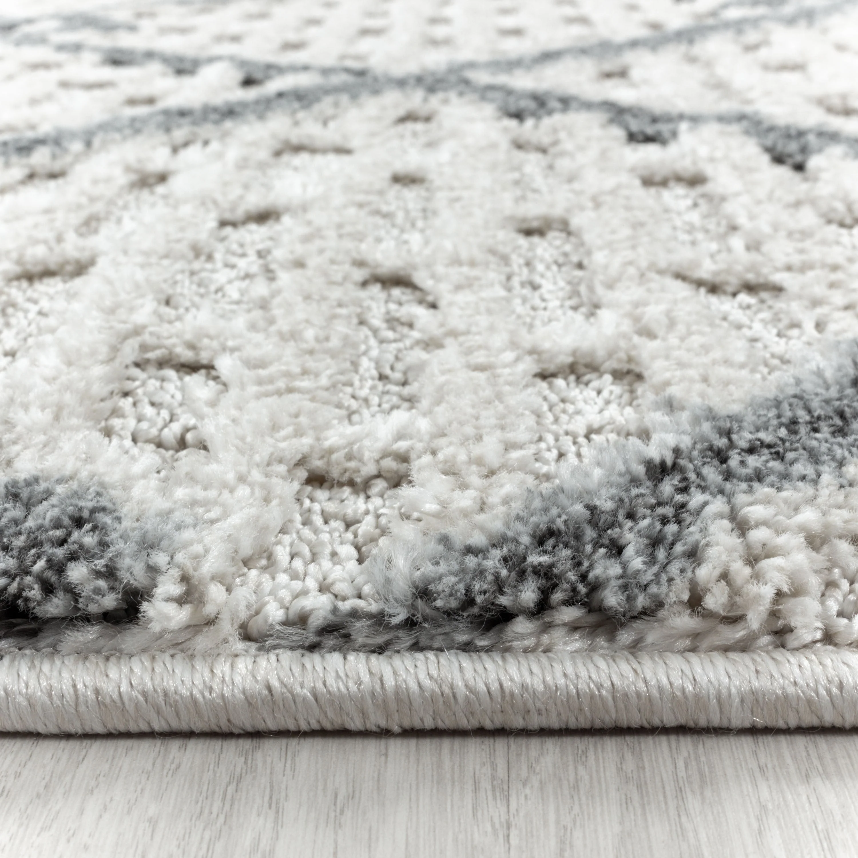 Kurzflor Design Teppich MIA Looped Flor Gitter Muster Abstrakt Creme - Image 5