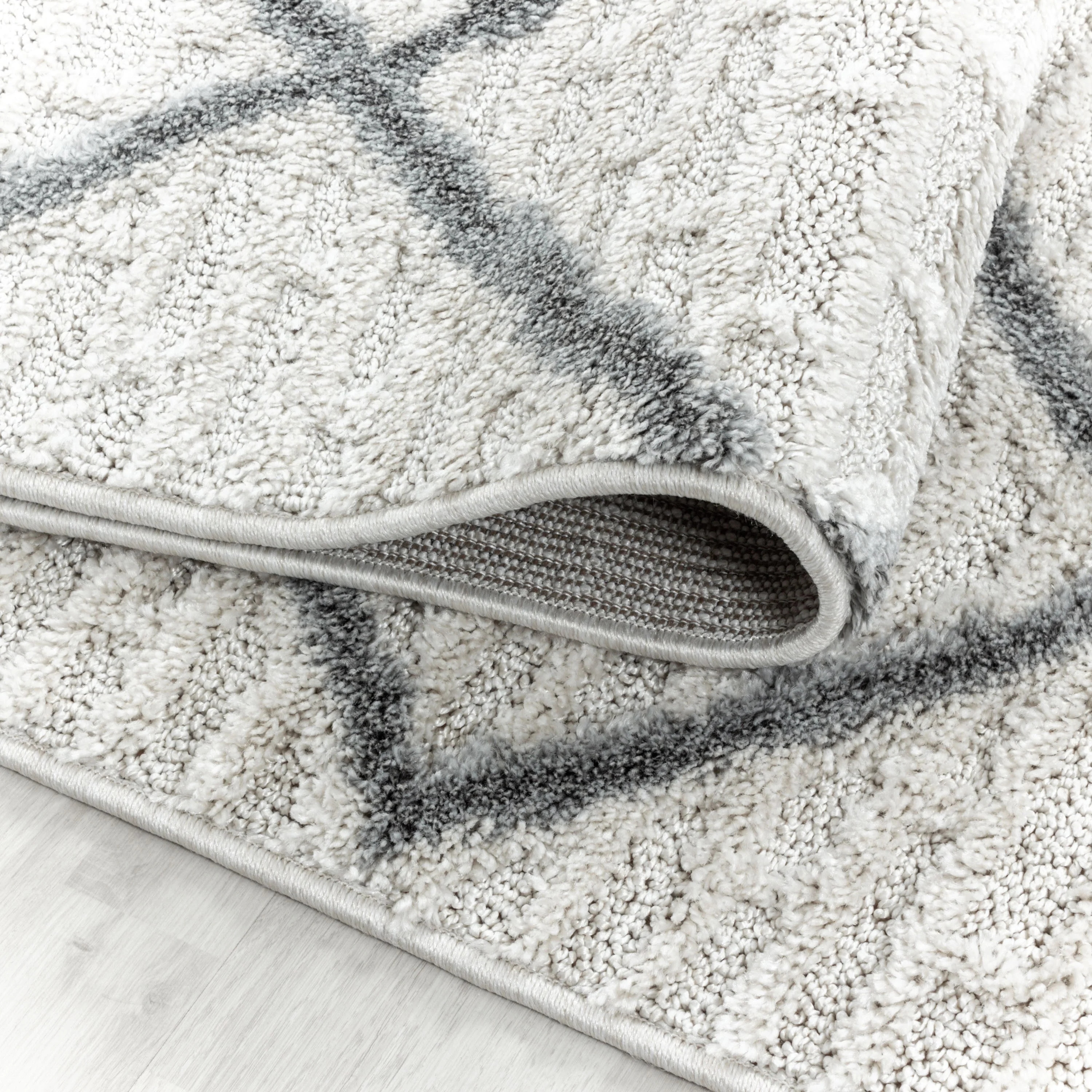 Kurzflor Design Teppich MIA Looped Flor Gitter Muster Abstrakt Creme - Image 7
