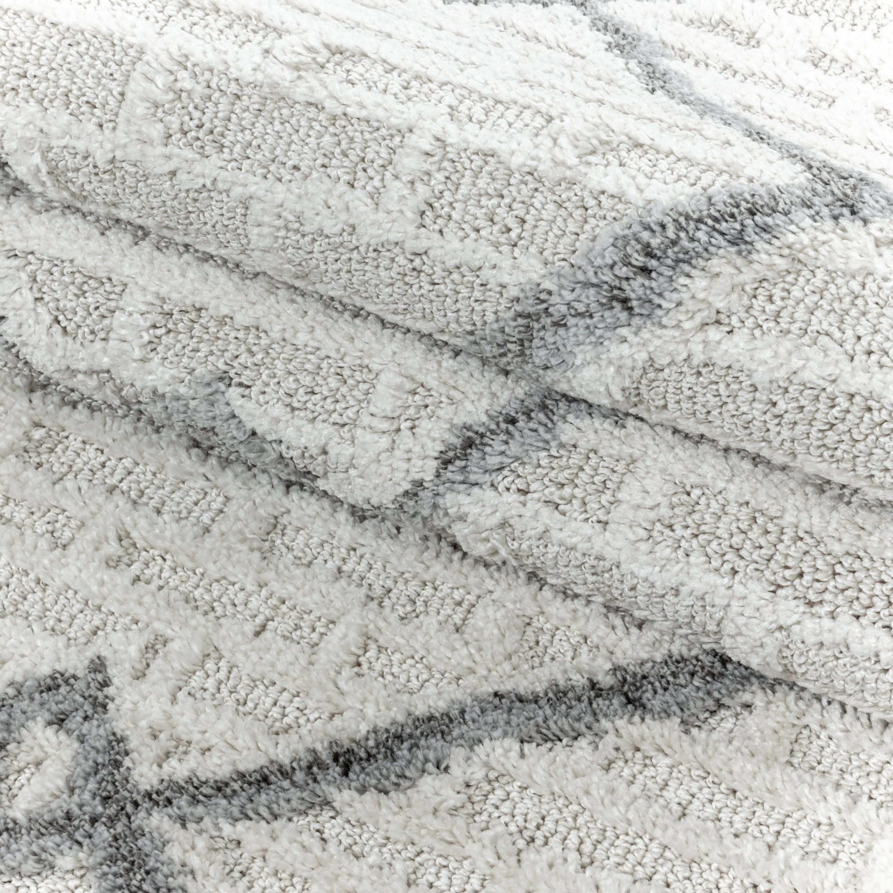 Kurzflor Design Teppich MIA Looped Flor Gitter Muster Abstrakt Creme - Image 8