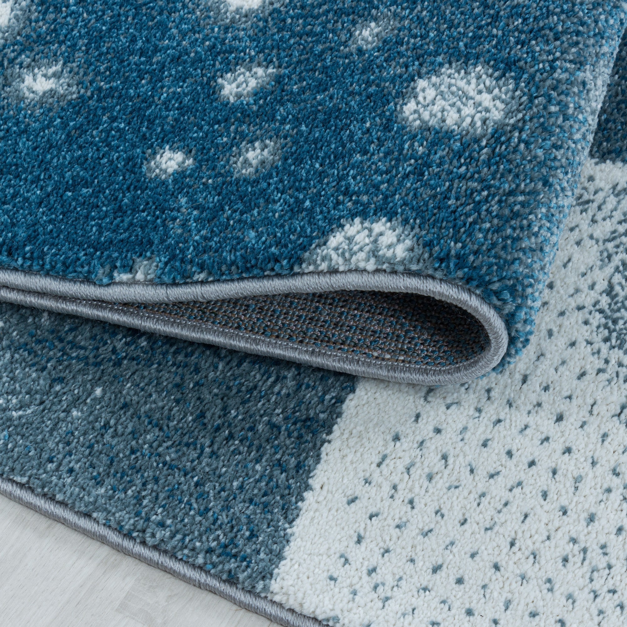 Kurzflor Kinderteppich Design Blau Pinguin Iglu Kinderzimmerteppich Weich - Image 5