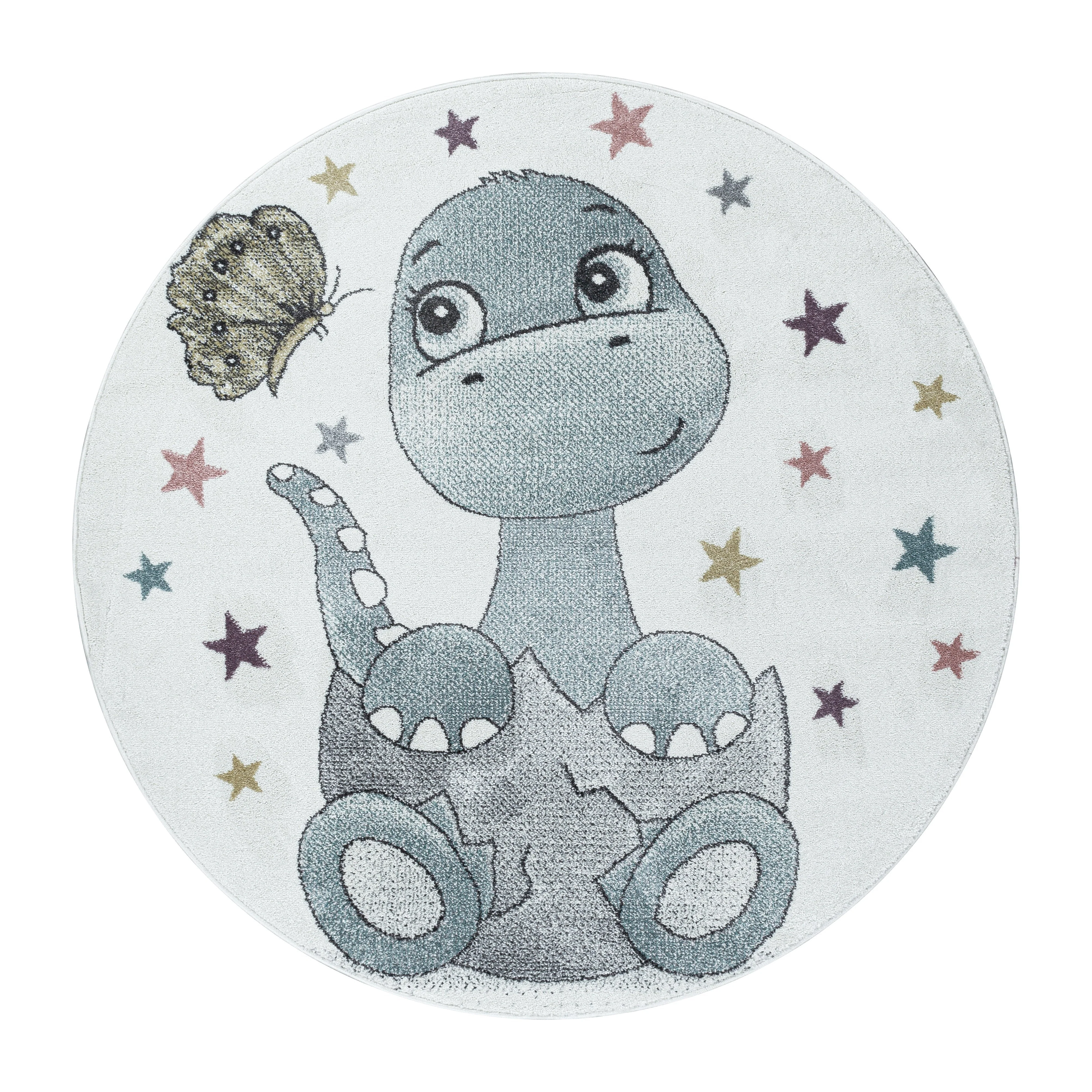 Kurzflor Kinderteppich Design Dino Baby Saurier Kinderzimmer Teppich Blau - Image 4