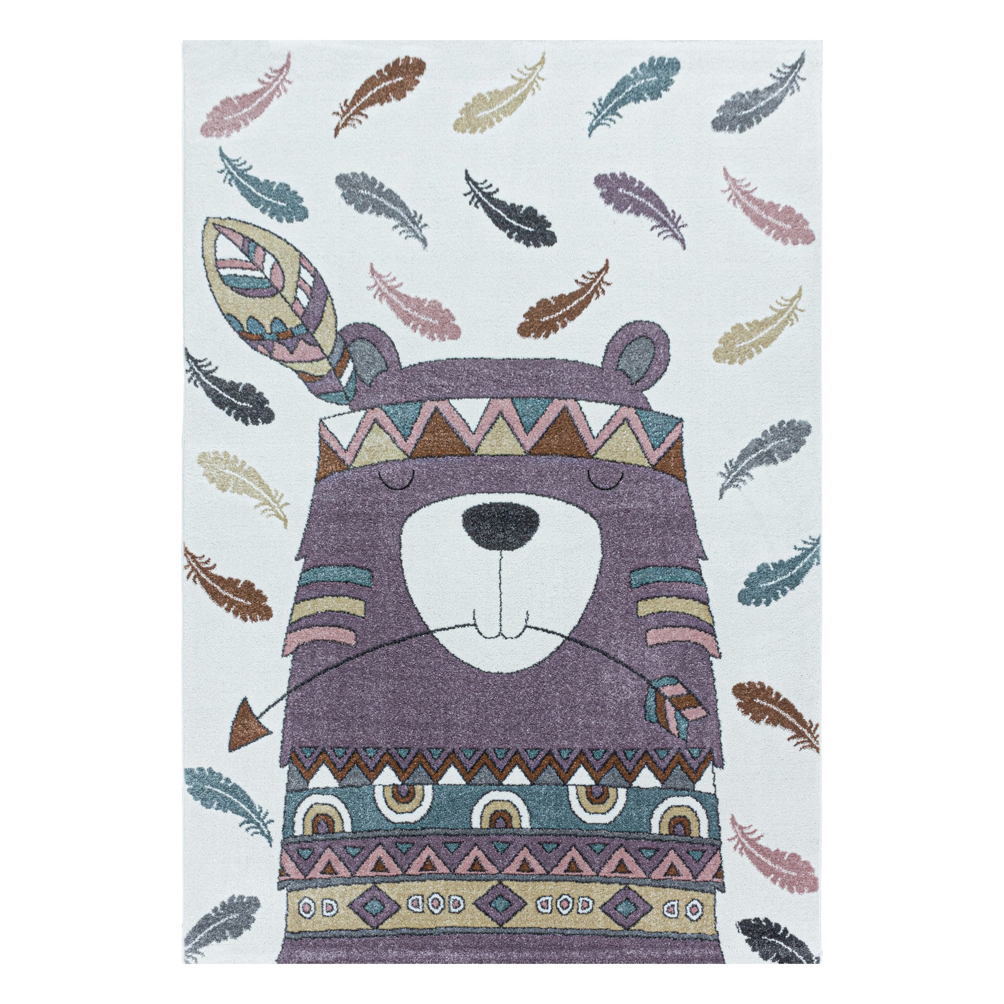Violetter Kinderzimmer Teppich mit Indianer-Motiv - Image 2